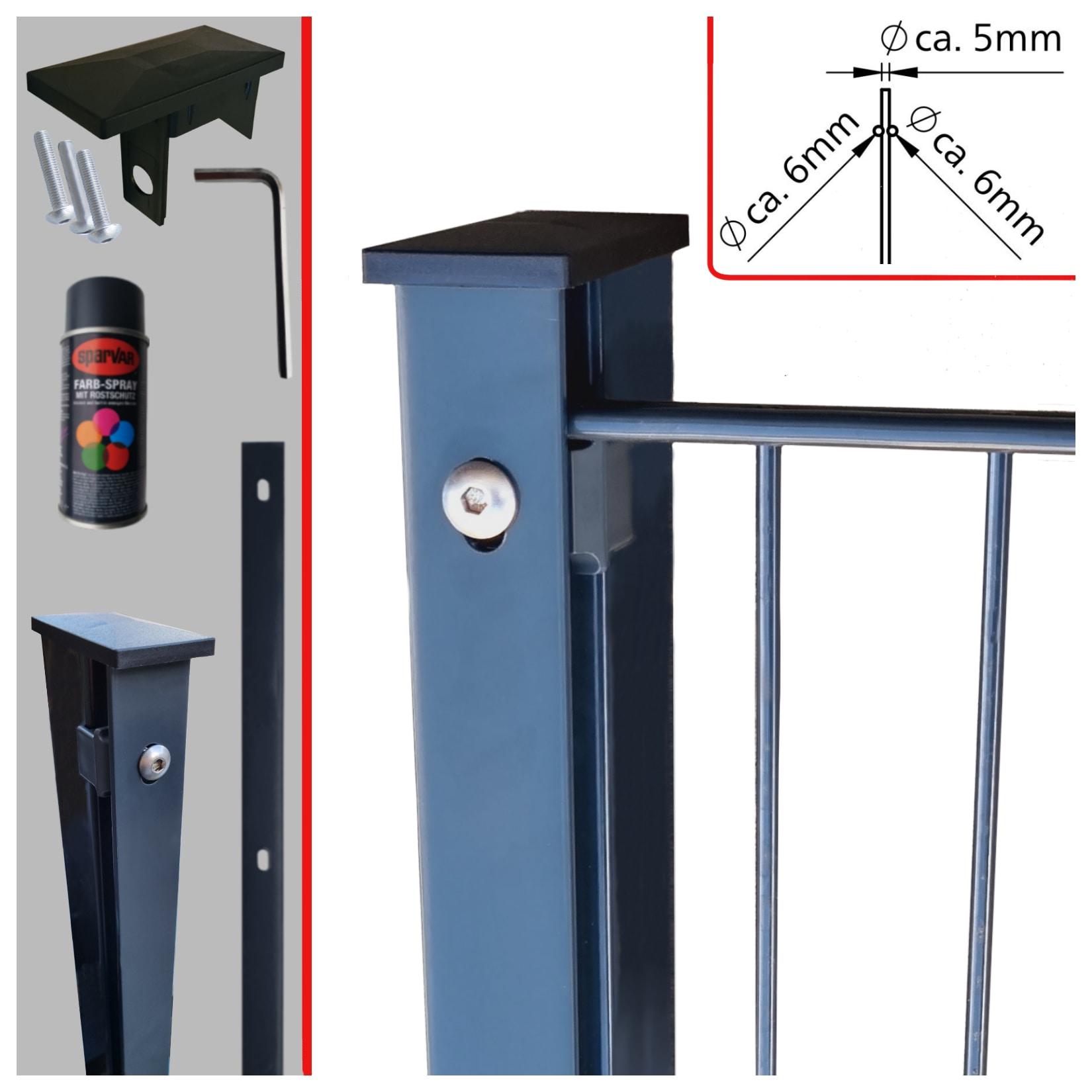 Fa-Bausysteme Doppelstabzaun Anthrazit 6-5-6 Leiste 830 mm 10 m