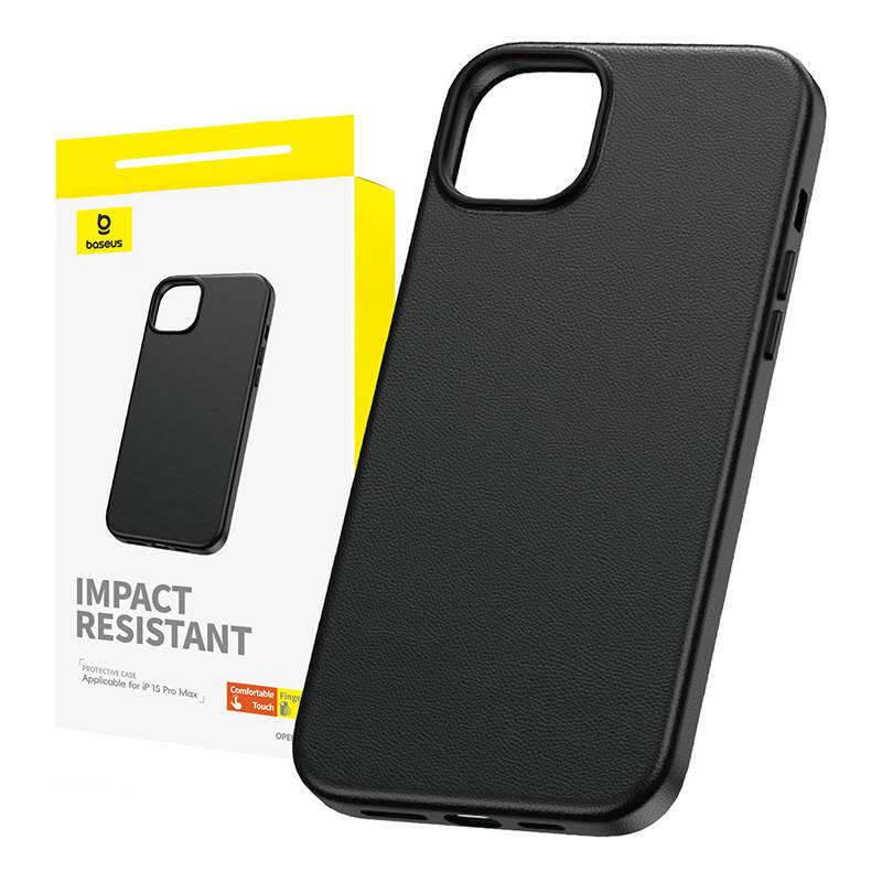 Phone Case For Iphone 15 Promax Baseus Fauxther Series (Black)