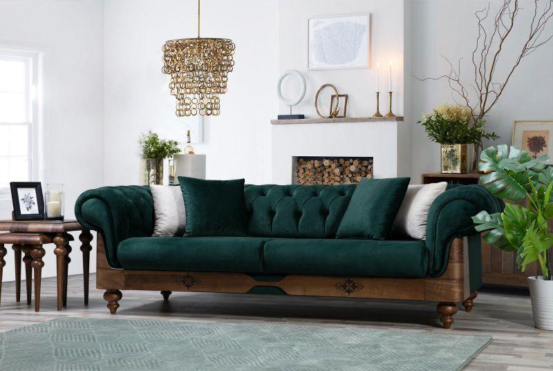 Divano Verde Chesterfield A Tre Posti Per Il Soggiorno Divani Per Sedersi Divano Per Il Soggiorno
