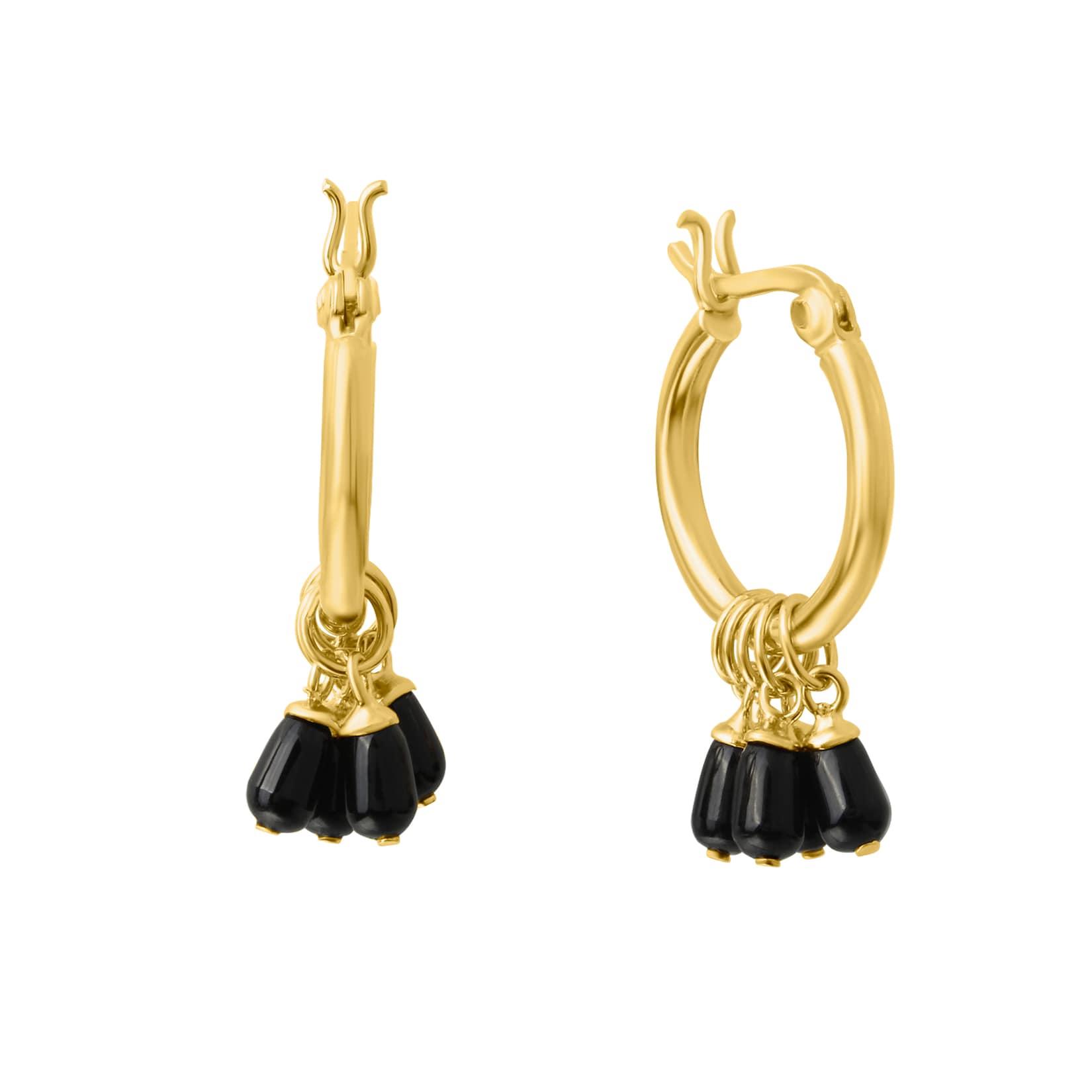 Celesta Silber Creolen mit Einhänger 925 Sterling Silber vergoldet Malachit