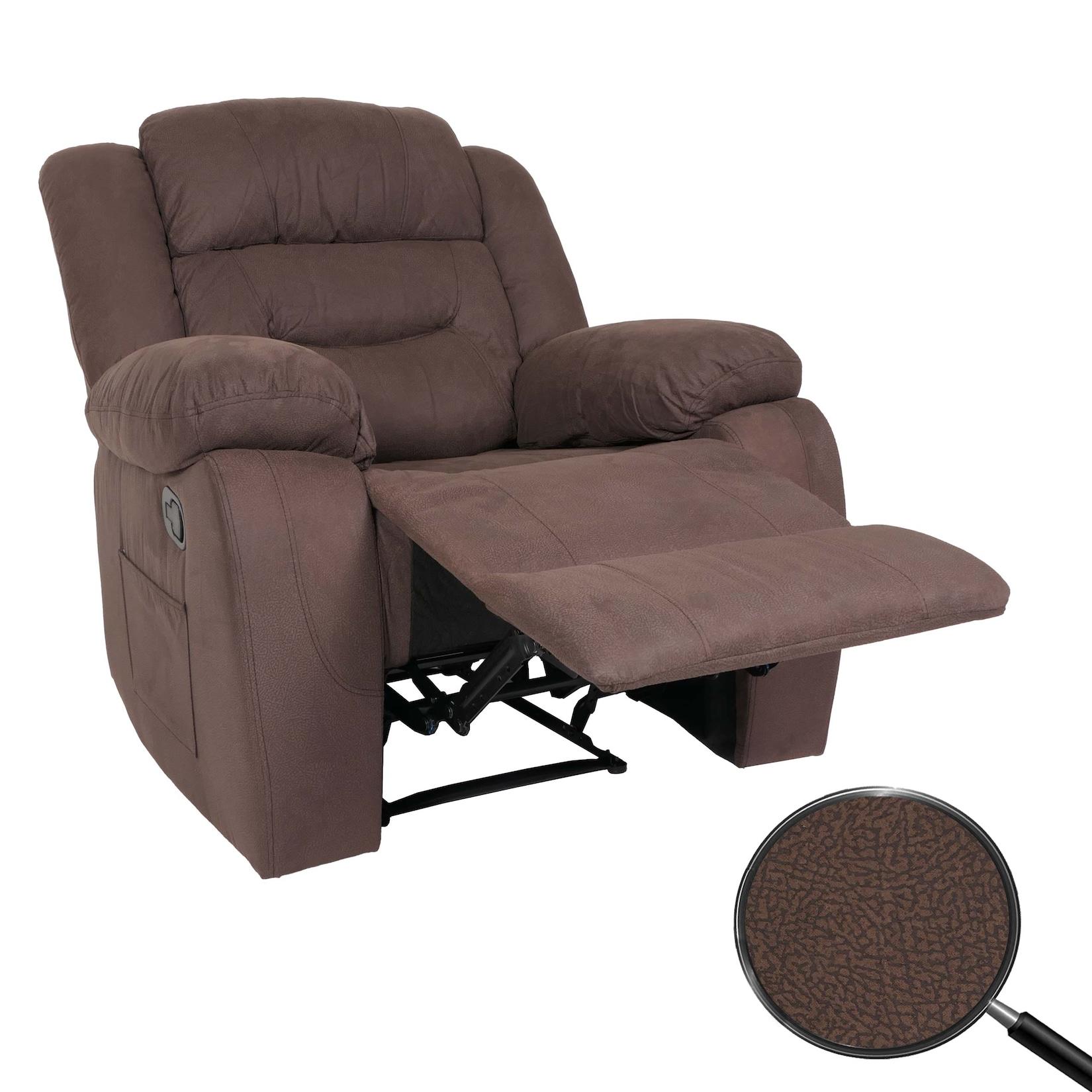Fernsehsessel MCW-J57, Xxl Relaxsessel Tv-Liegesessel Nosagfederung Wildleder-Optik Stoff/Textil Bis 200Kg ~ Braun