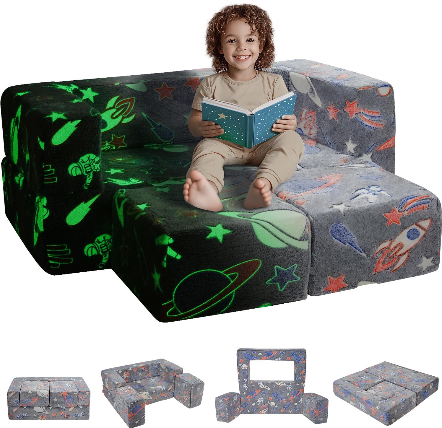 Vevor Divano Da Gioco Per Bambini In Schiuma 25D Blocchi Da Costruzione 10 Pezzi, Divano Da Gioco Per Bambini Con Rivestimento Rimovibile 90 Kg Portante Divano Per Bambini, Divano Trasformabile Per Bambini Mobili Da Sala Giochi Bagliore Nel Buio