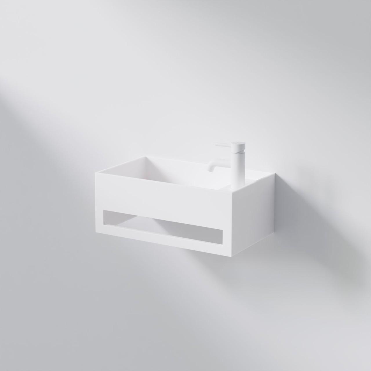 Steinberg Serie 440 Wand-Waschtisch, 1 Hl Rechts, Mit ÜBerlauf, 500Mm X 300Mm X 200Mm, Matt Weiss 4407000W