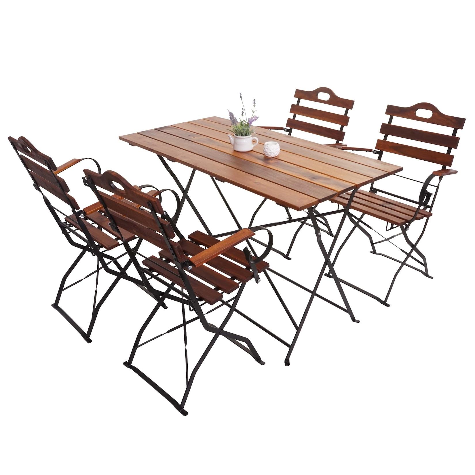 Biergarten-Set MCW-J40, Bistroset Klapptisch Klappstuhl, Gastronomie-QualitäT Akazie Mvg-Zertifiziert ~ Braun