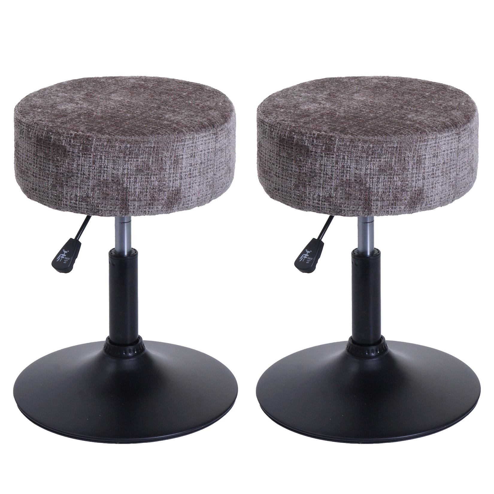 2Er-Set Hocker MCW-C22, Sitzhocker, HöHenverstellbar Drehbar Ø 37Cm Stoff Chenille (465G/M²) Mvg ~ Braun