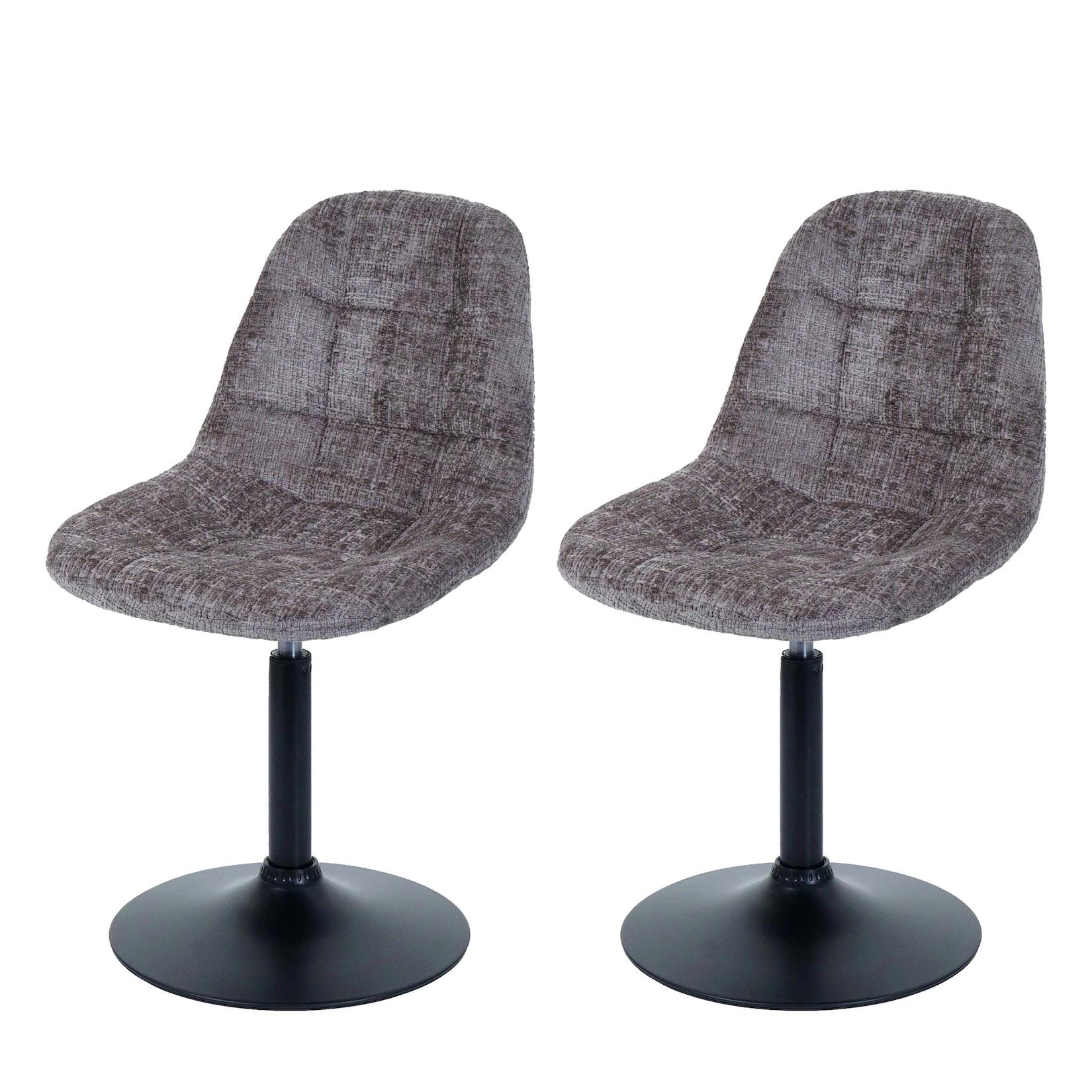 2Er-Set Esszimmerstuhl MCW-A60, KüChenstuhl Stuhl Drehstuhl, Stahl Mvg Stoff/Textil Chenille (465G/M²) ~ Braun