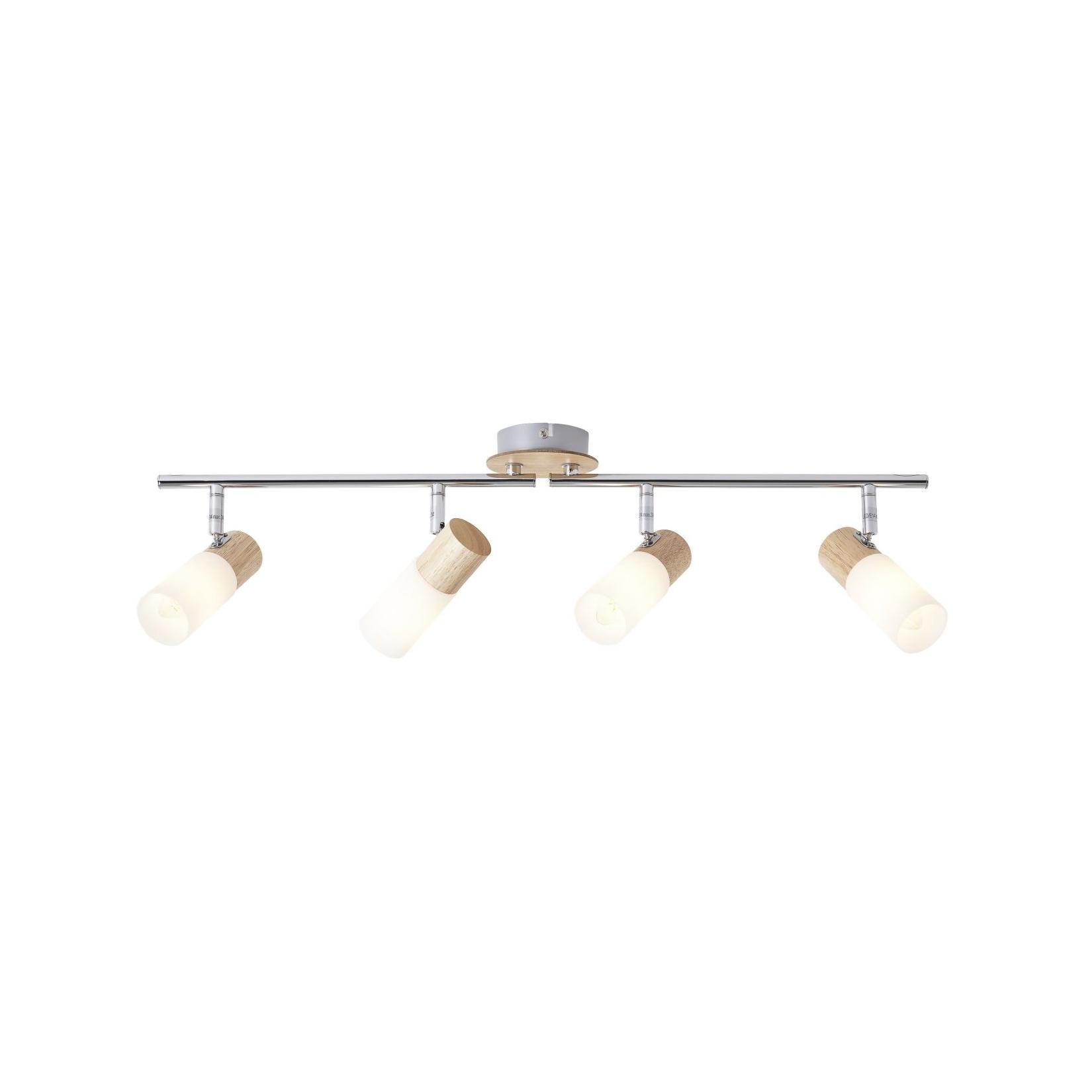 BRILLIANT Lampe Babsan Spotrohr 4flg holz hell/weiß 4x C35, E14, 3.5W, geeignet für Kerzenlampen (nicht enthalten) Köpfe schwenkbar / Arme drehbar