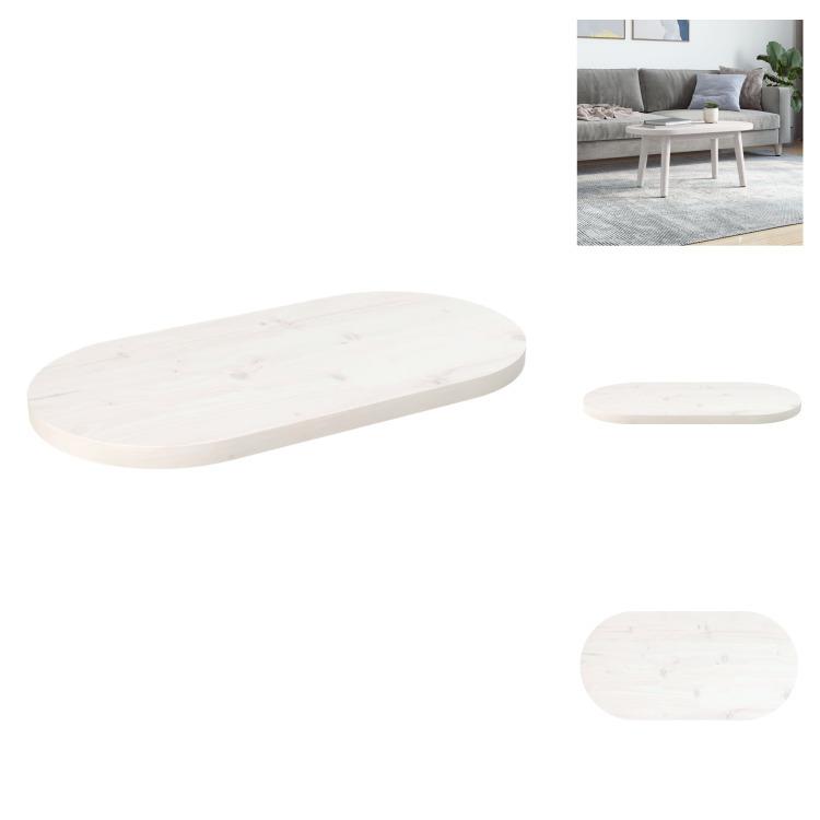 Vidaxl Piano Tavolo Bianco 70X35X2,5 Cm In Legno Massiccio Di Pino Ovale - Piani Tavolo