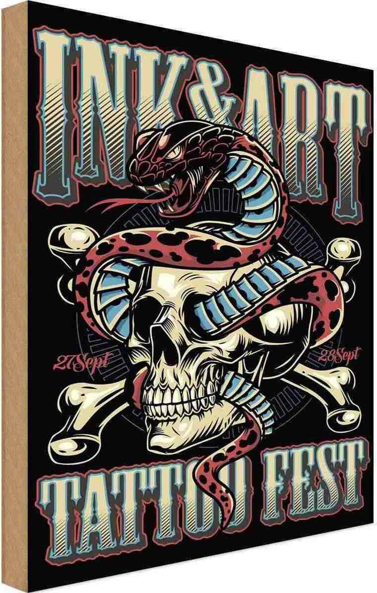 Vianmo Insegna In Legno 18X12 Cm Tattoo Tatoo Fest 27 28 Sept