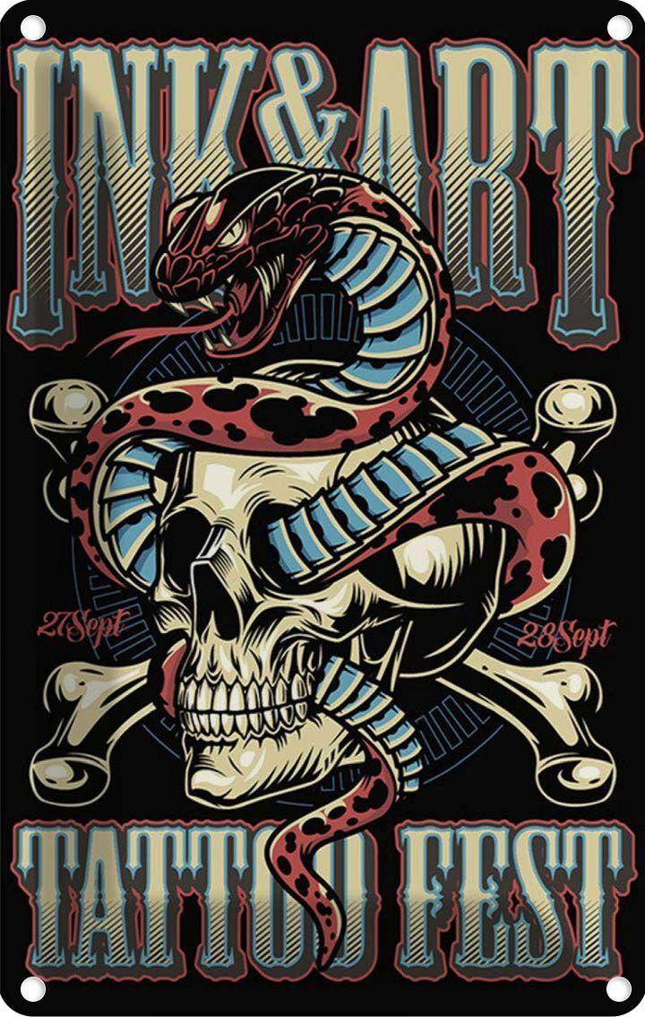 Vianmo Insegna Di Latta 30X20 Cm Tattoo Tatoo Fest 27 28 Sept