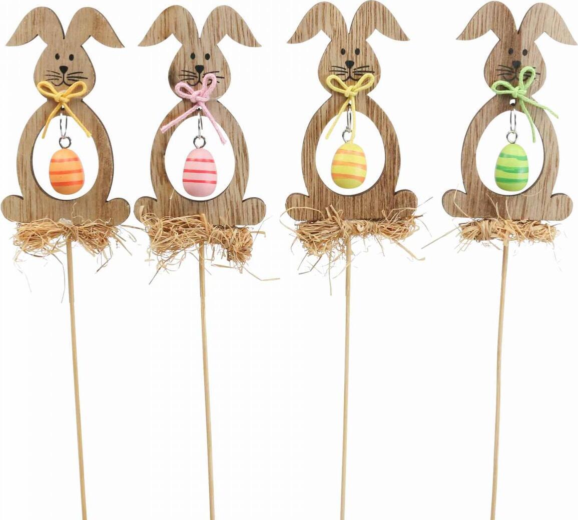 Coniglietto Pasquale In Legno 8,5Cm 12Pz, Coniglietto Decorazione Pianta Spina Pasqua