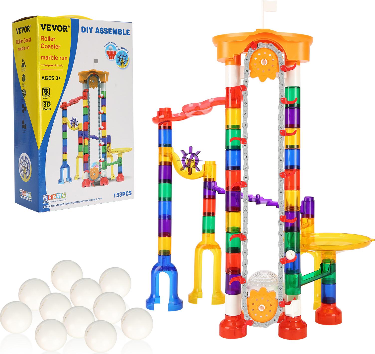 Vevor Set Per La Corsa Delle Biglie 153 Pezzi, Con 30 Biglie Di Plastica, Labirinto Di Biglie, Gioco Di Pensiero Con Blocchi Da Costruzione, Giocattolo Stem Per L'apprendimento Educativo, Per Bambini Dai 3 Anni In Poi