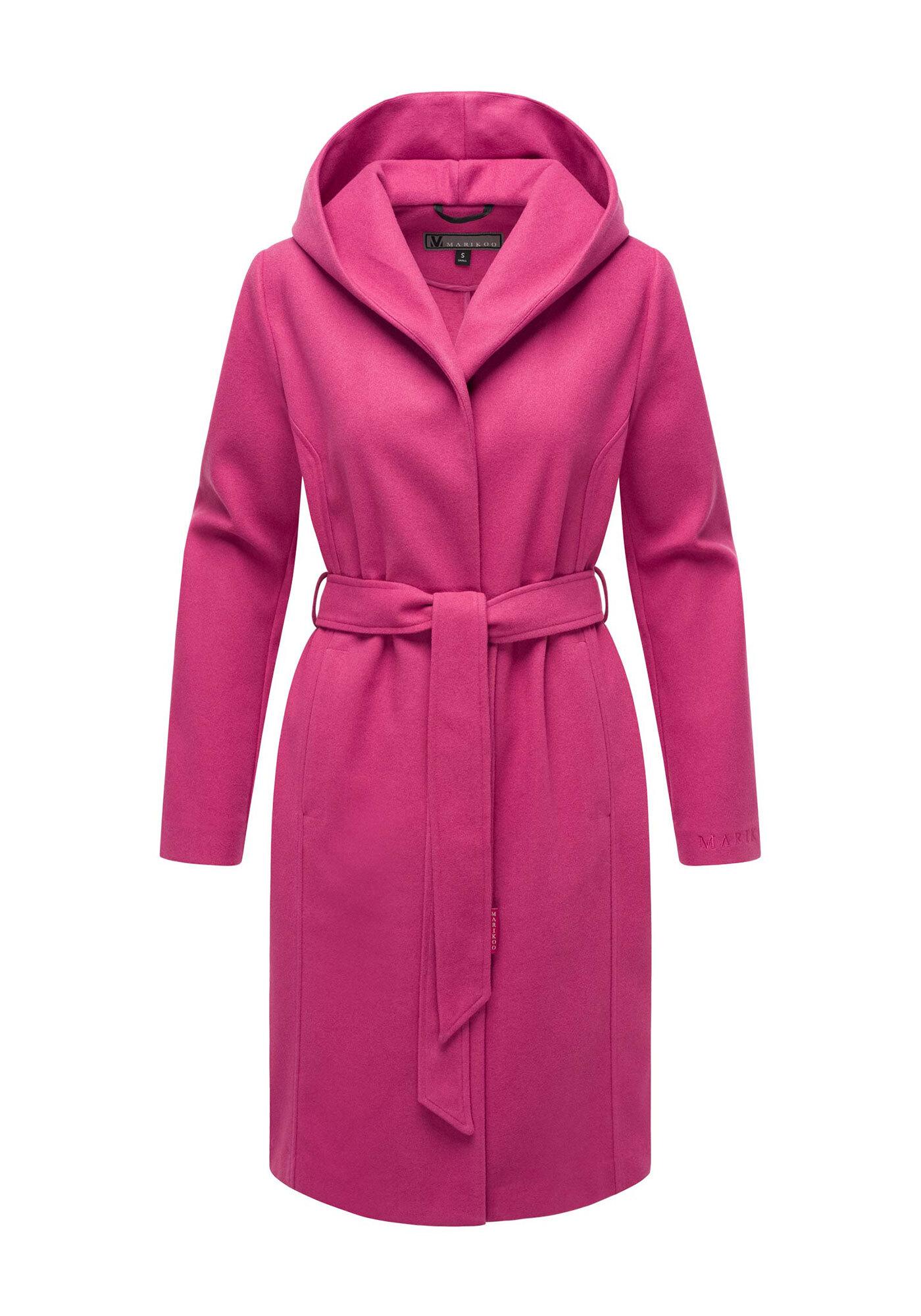 Kurzmantel Marikoo "Kailii", Damen, Gr. Xl, Rosa (Sweet Berry), 90% Polyester, 10% Viskose, MäNtel Kurzmantel, Eleganter Wickel Mantel Mit TaillengüRtel Und Oversized Hood Kapuze