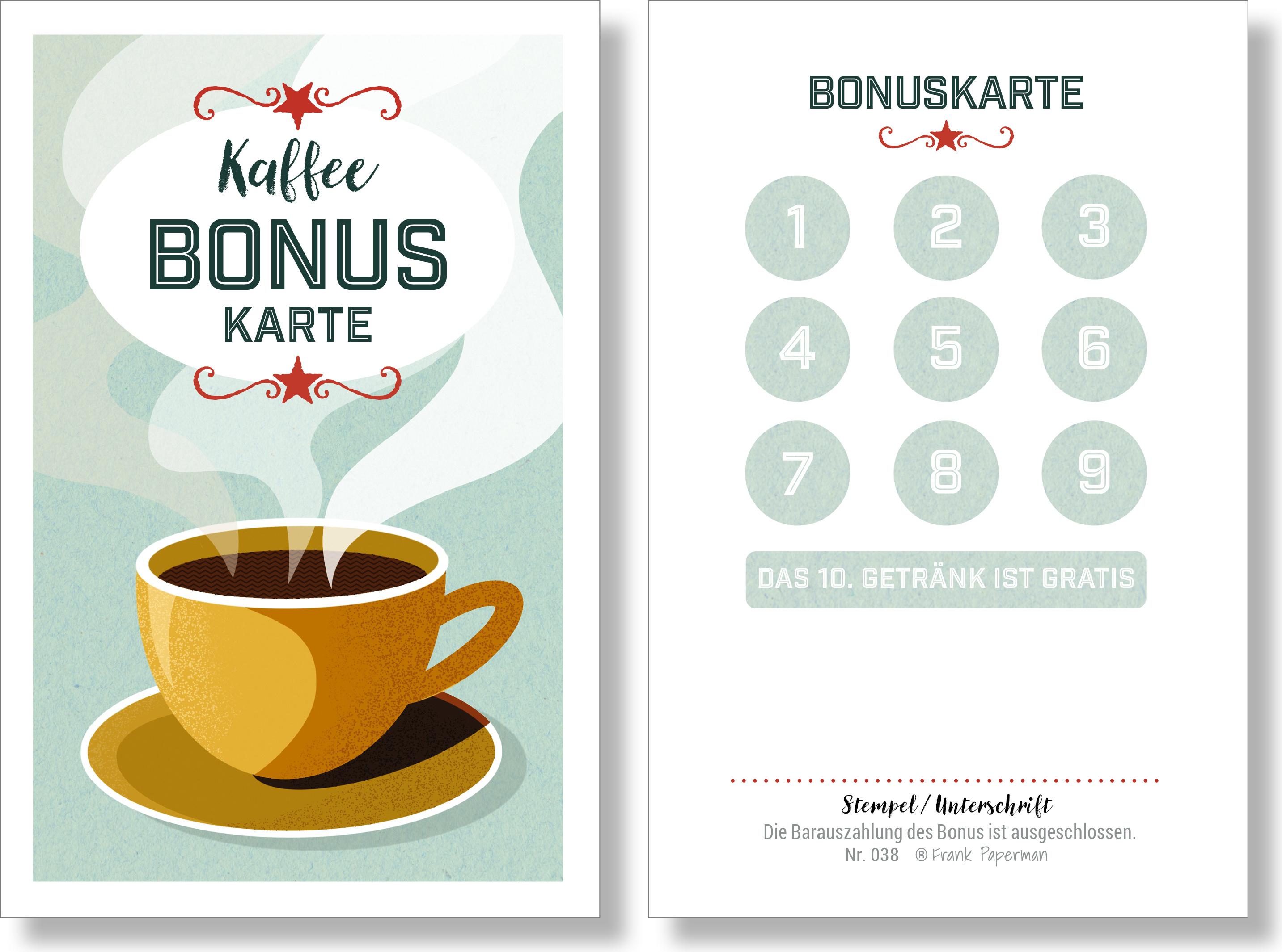Frank Paperman | 125X Carte Bonus Per I Clienti | 10X Carte Bonus Carte Fedeltà Caffè Da Timbrare | Carta Timbro Caffè | Amante Del Caffè Amante Del Caffè
