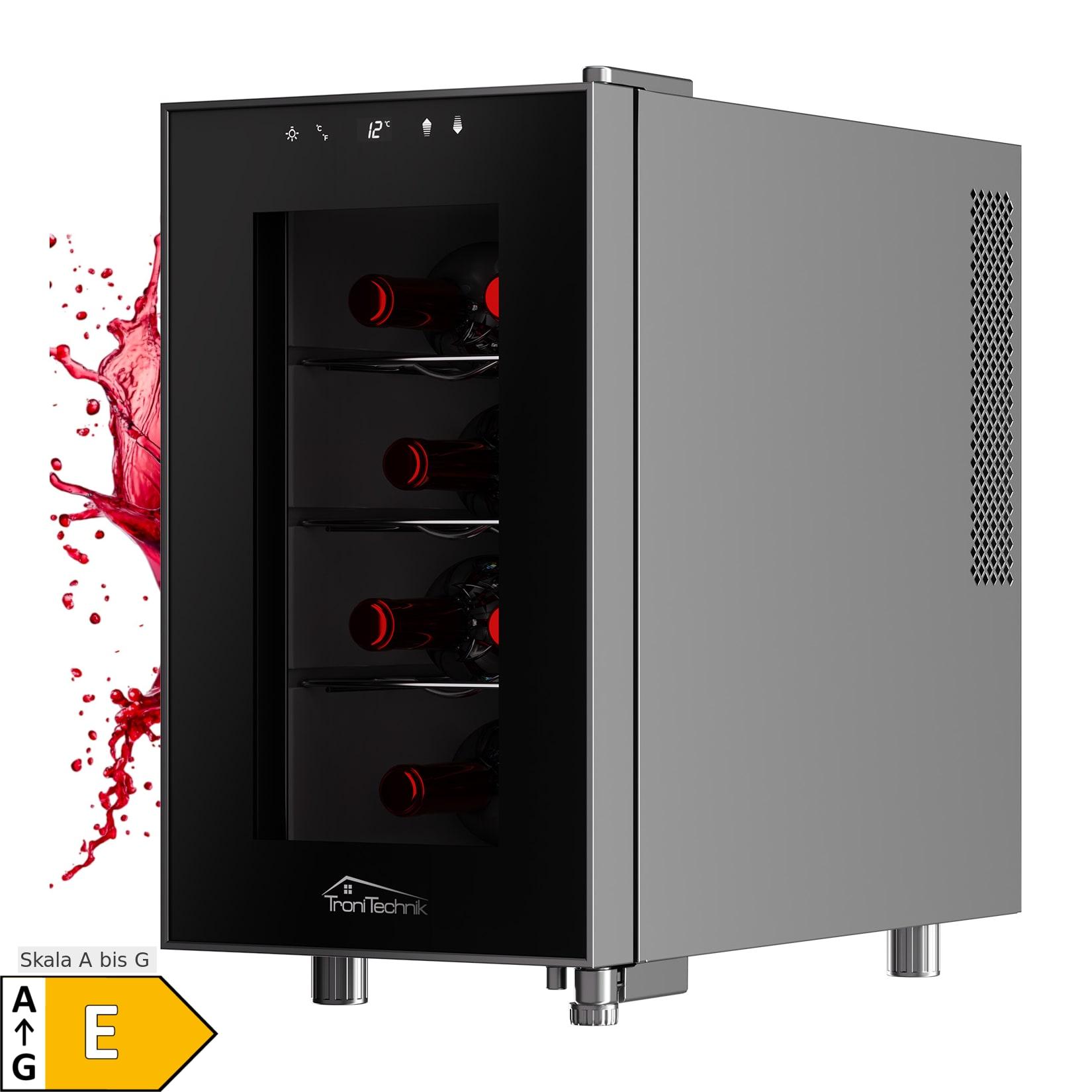 TroniTechnik® Weinkühlschrank Marseille, Getränkekühlschrank, Minibar Weinkühler, 23 Liter, 8 Flaschen