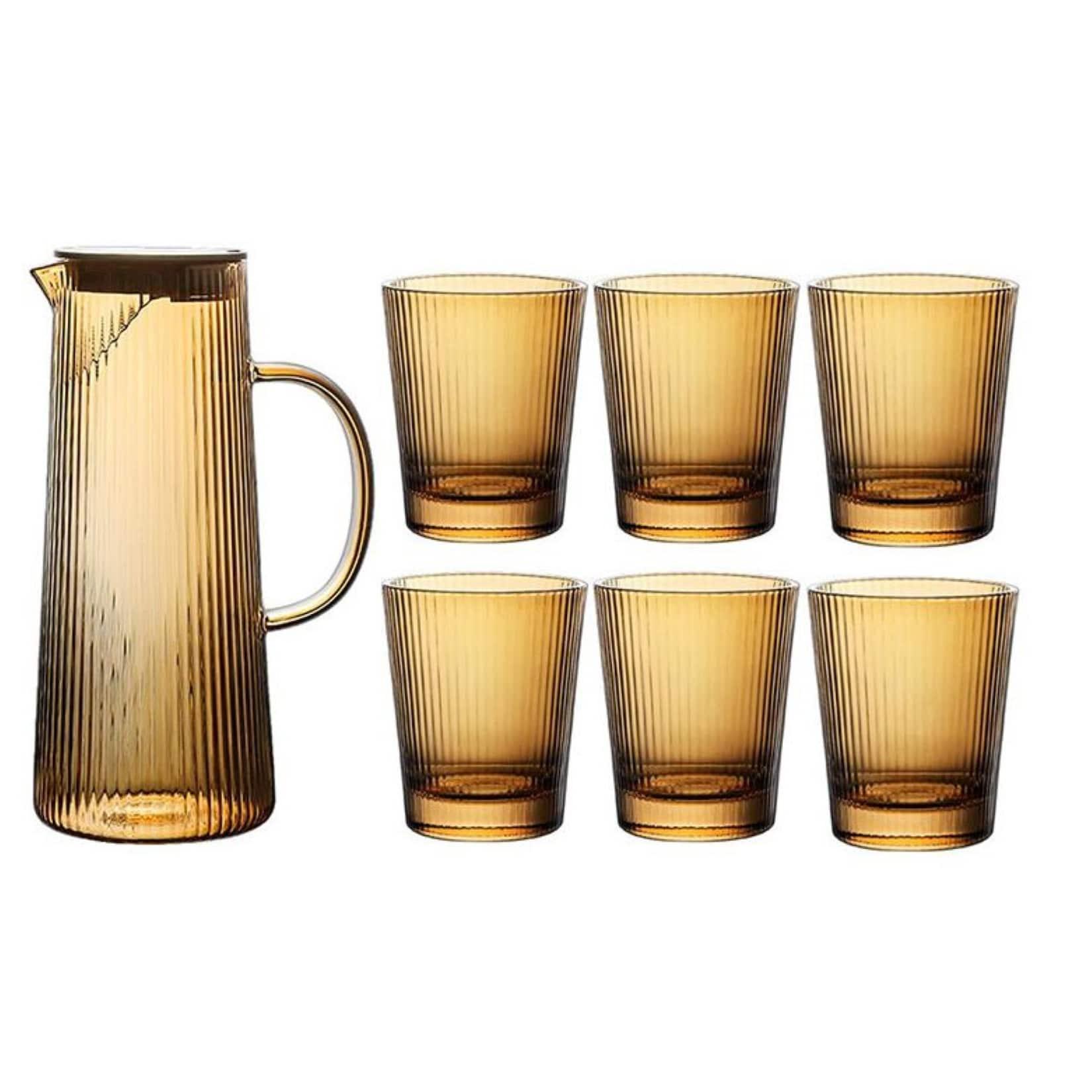 Karaffe 1300ml mit 6 Gläser 260 ml - stilvoll & zeitlos