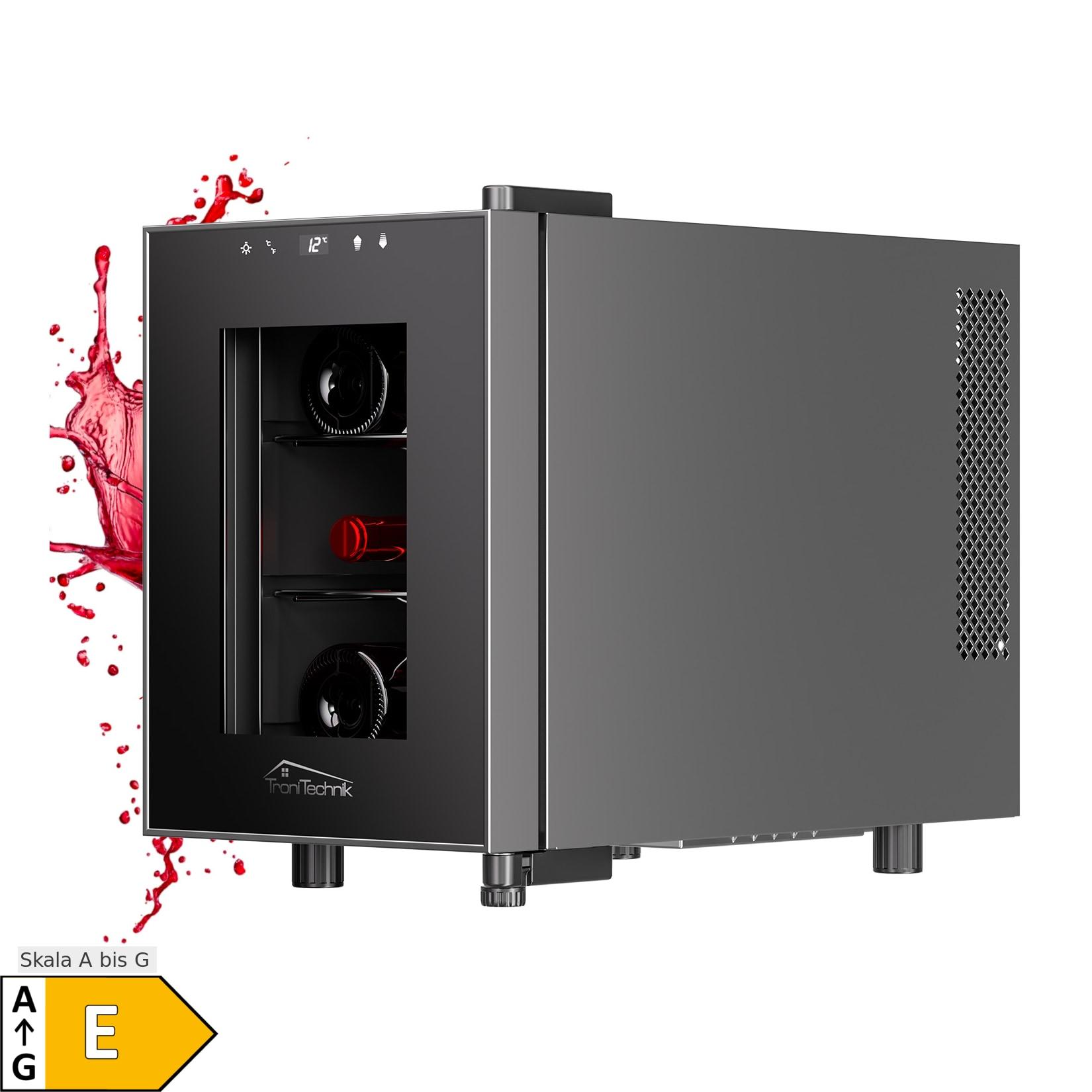 TroniTechnik® Weinkühlschrank Montpellier, Getränkekühlschrank, Minibar Weinkühler, 17 Liter, 6 Flaschen