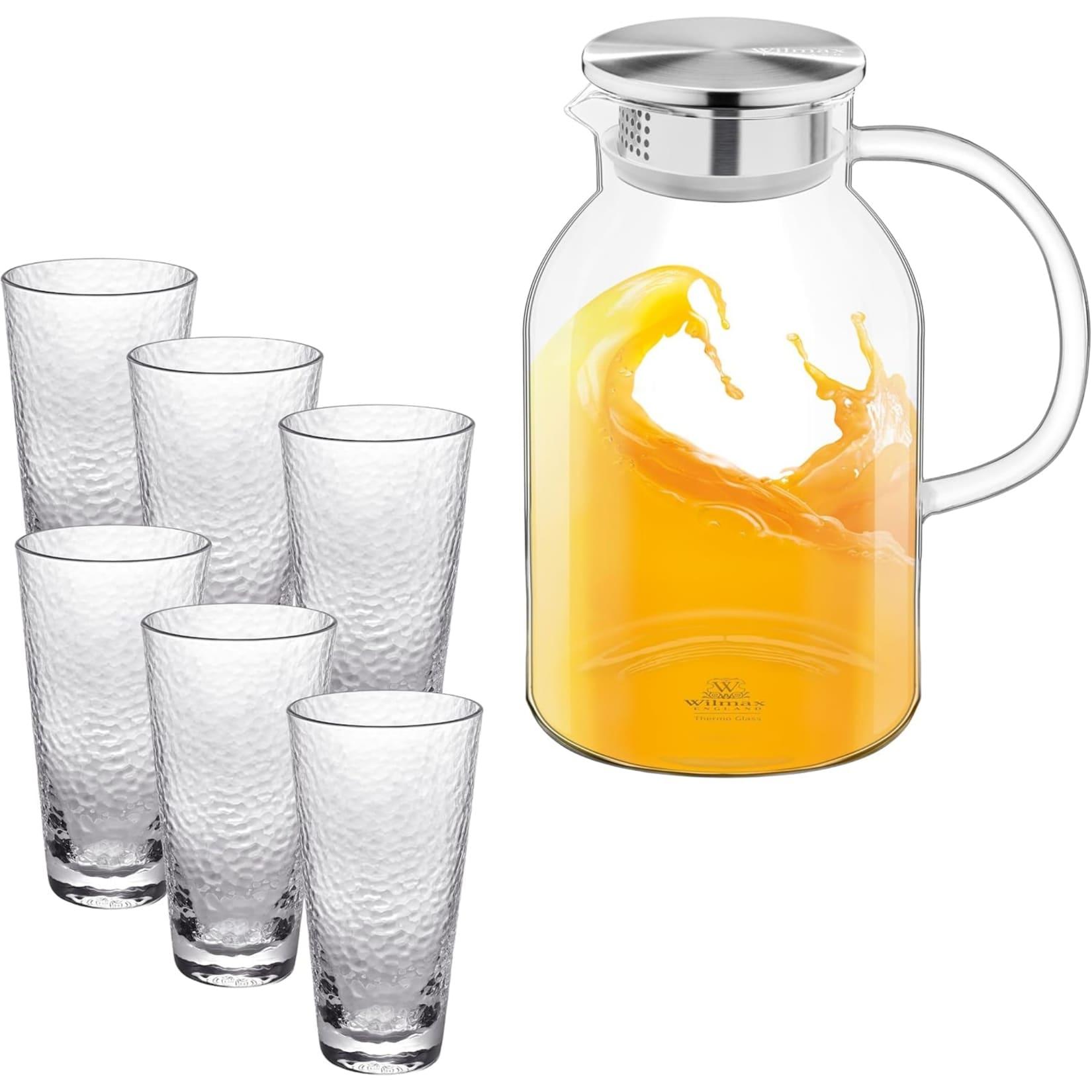 Wilmax Glaskrug 2,1L mit 6 Wassergläsern à 320 ml - Transparent - Getränkeset