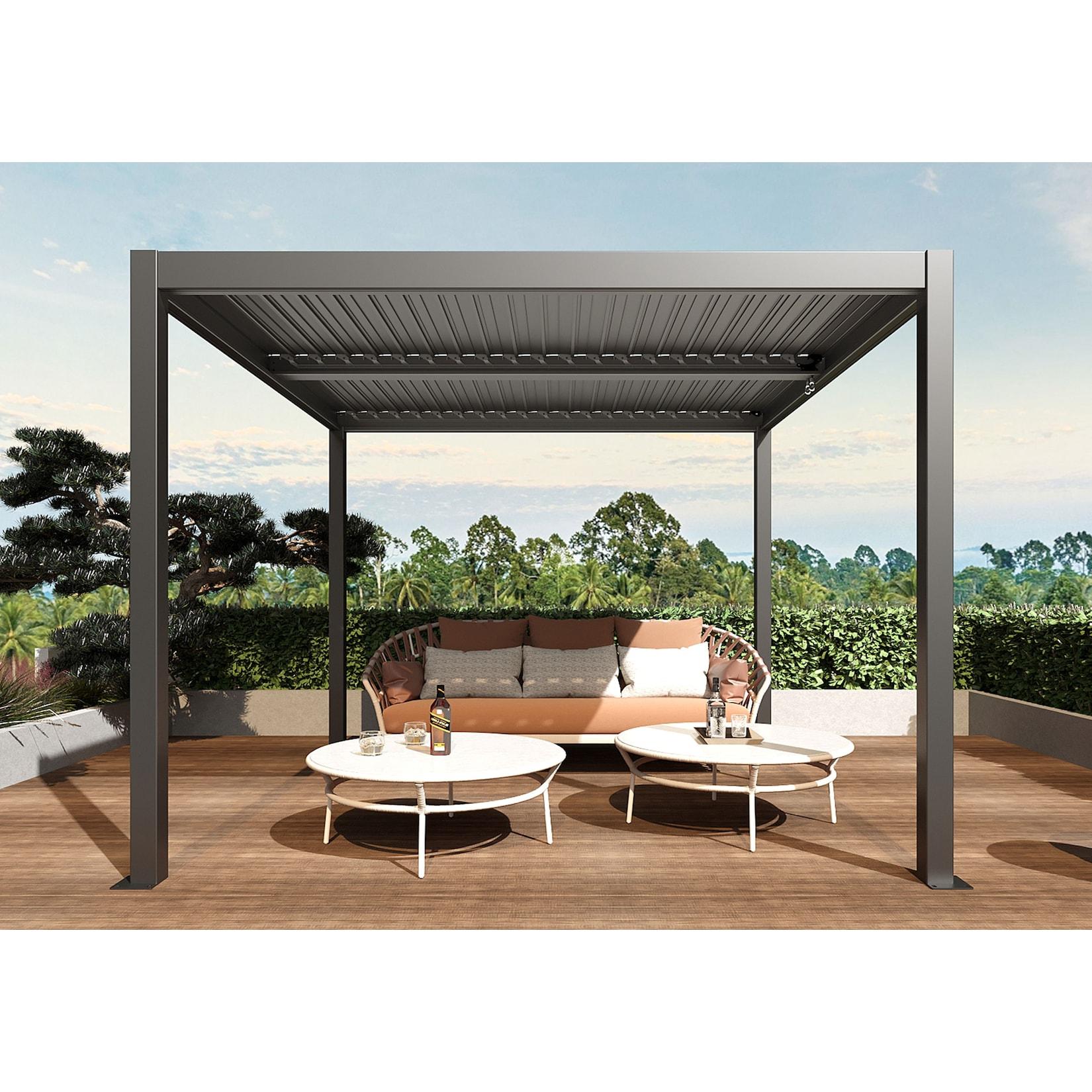 Pergola MCW-L46, Gartenpavillon Lamellen-Pavillon, 10Cm-Aluminium-Gestell, Regenrinne Sturmfest, 3X4M ~ Anthrazit