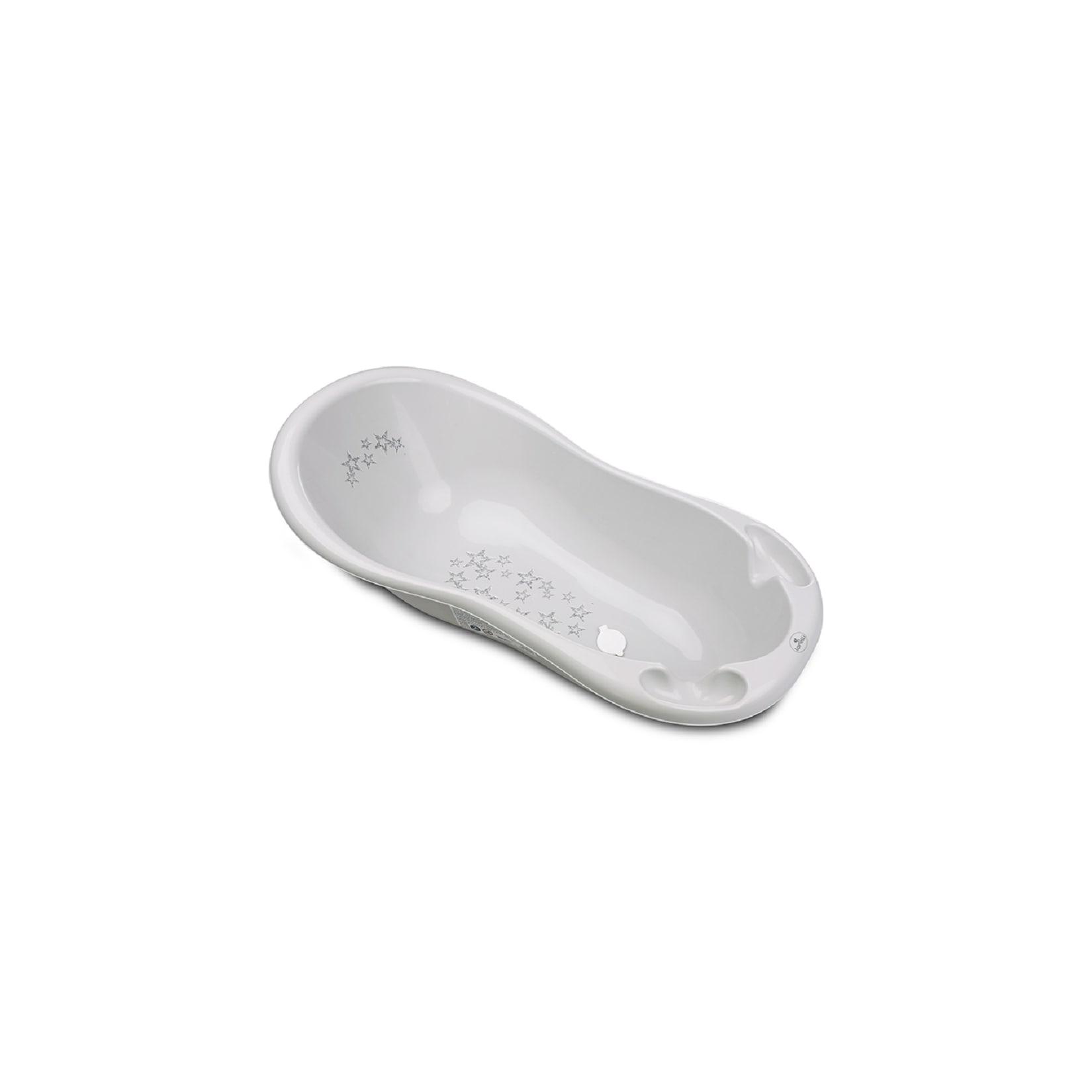 Lorelli Baby Badewanne 100 cm mit Anti-Rutsch-Matte, Wasserablauf, Ablagefächer grau Sterne