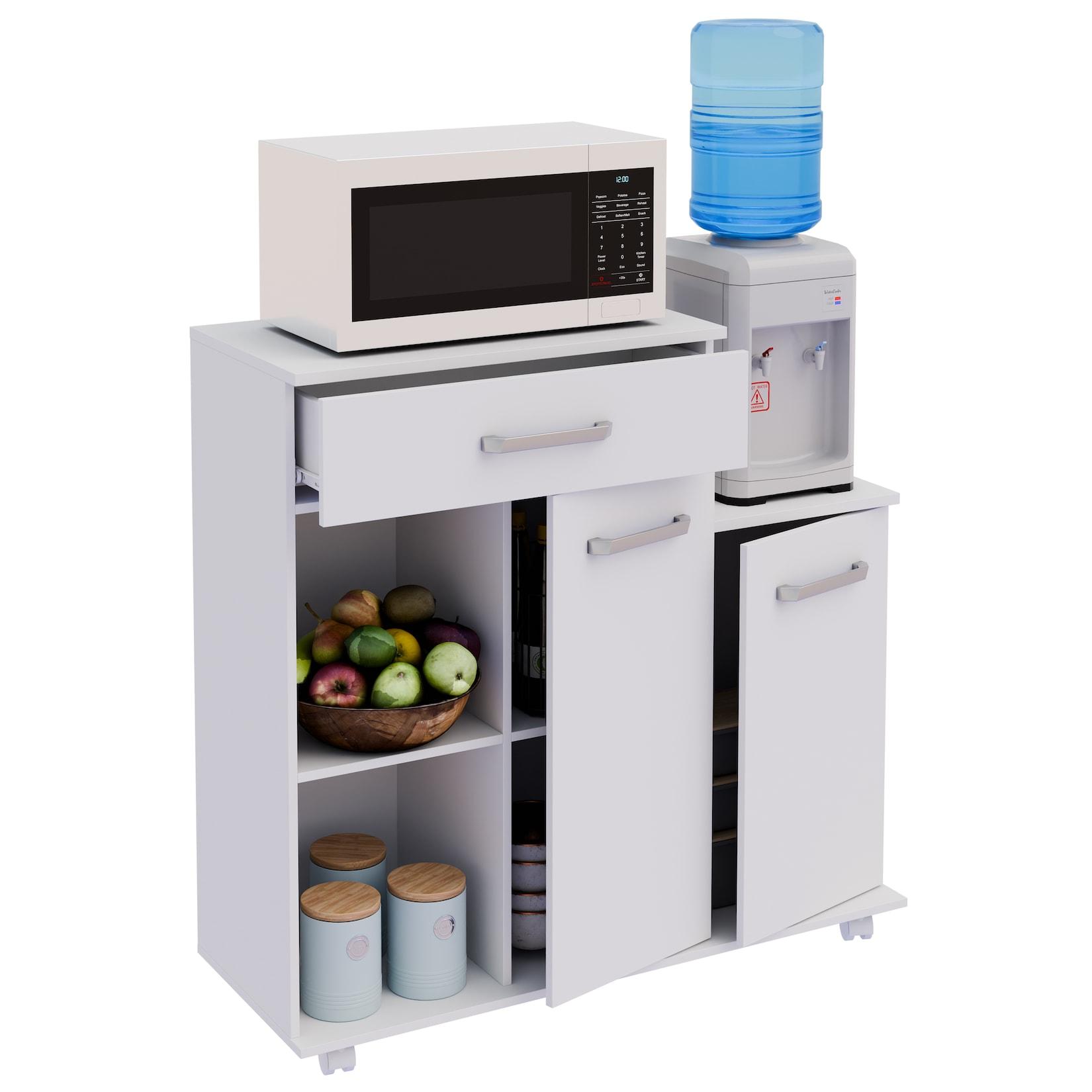 VCM Küchenwagen Rollwagen Maße ca. H. 88 x B. 90 x T. 33 cm ausreichend Stauraum mit zwei Drehtüren rollbar Servierwagen - Bakila