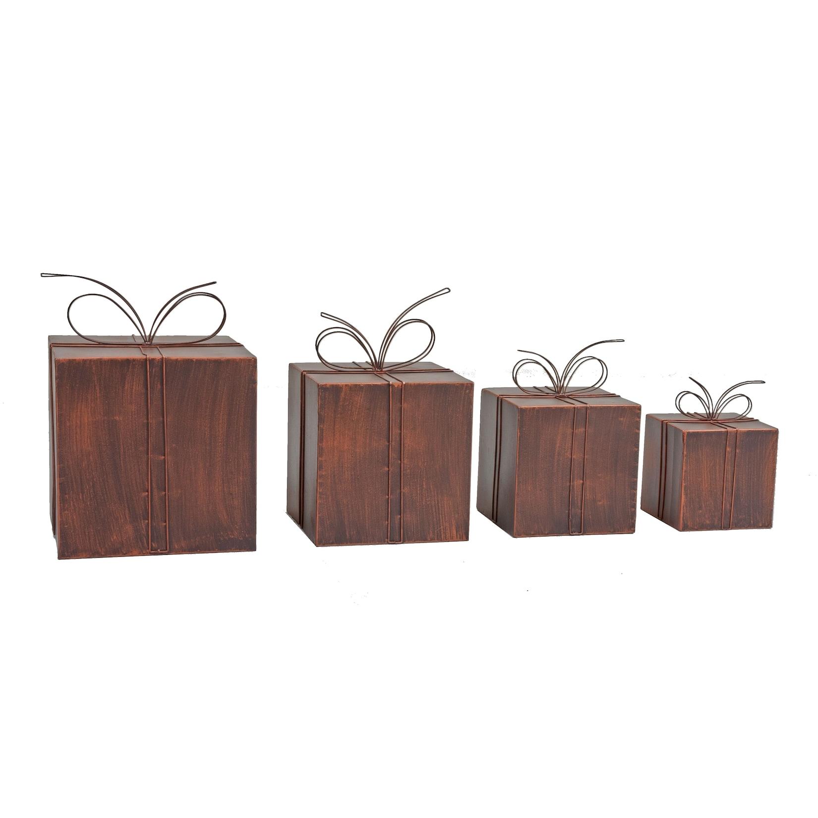 Harms Import Metall-Deko Geschenkpakete, 4er Set