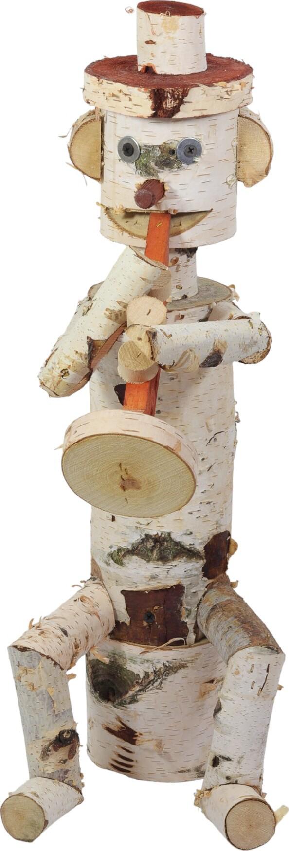 Figura In Legno Per Il Giardino In Betulla, Trombettiere, 55 Cm, Decorazione Da Giardino
