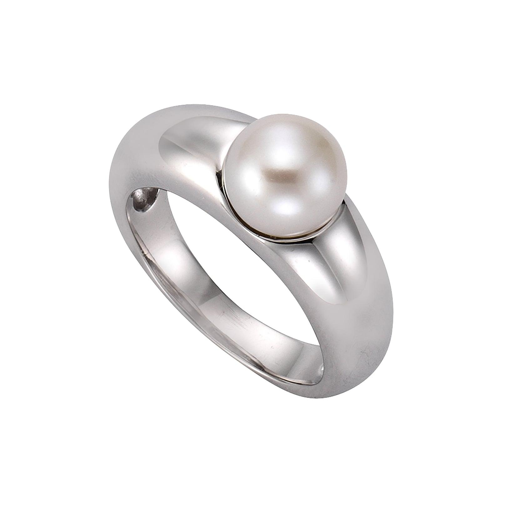 Zeeme Pearls Ring 925 Sterling Silber Muschelkernperle weiß