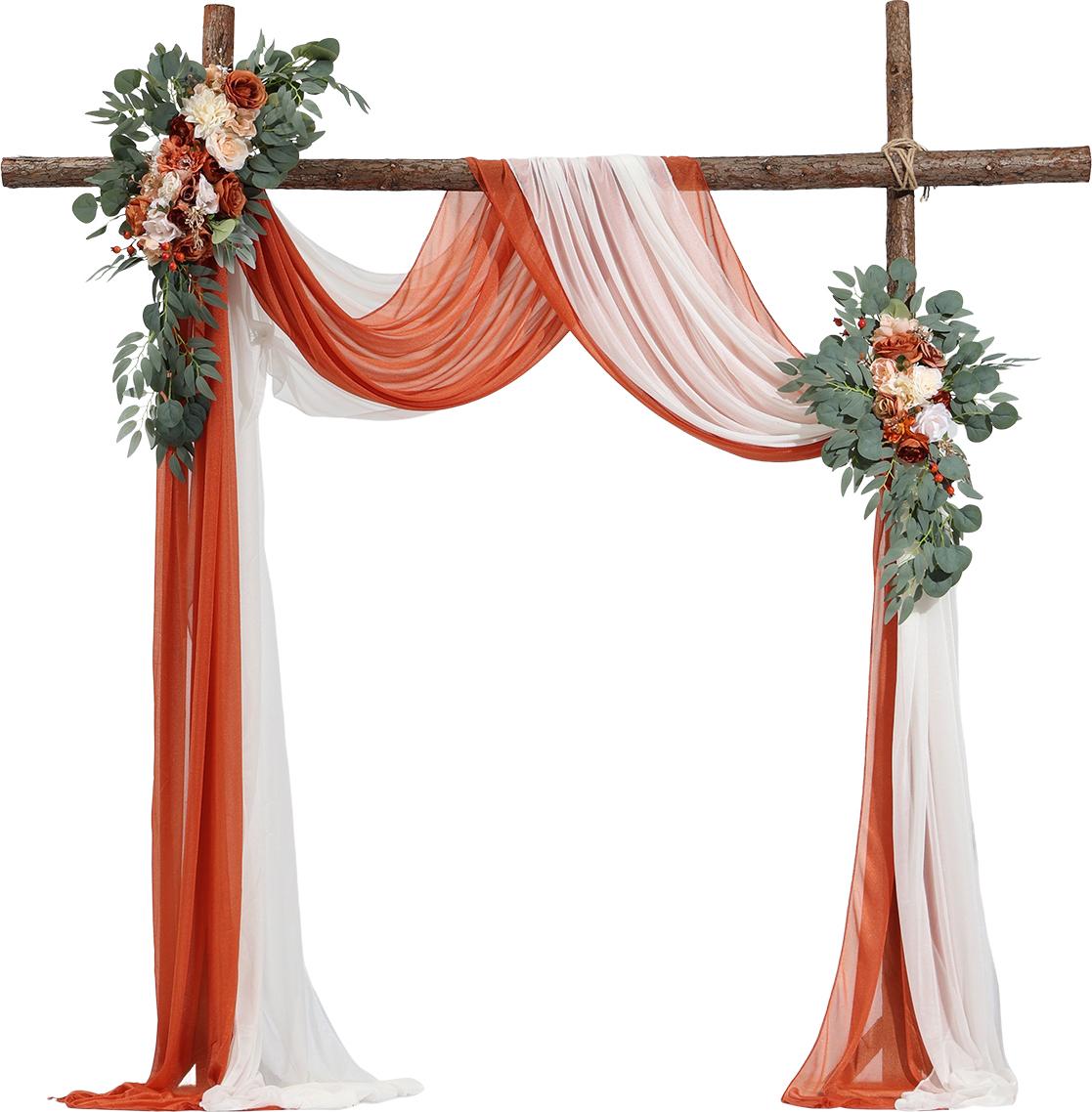 Set Di Fiori Per Arco Nuziale Vevor, Fiori Arancioni, Per Arco E Tenda Nuziale (Set Di 4), Per Bouquet Da Cerimonia, Decorazione Del Fondale Del Ricevimento