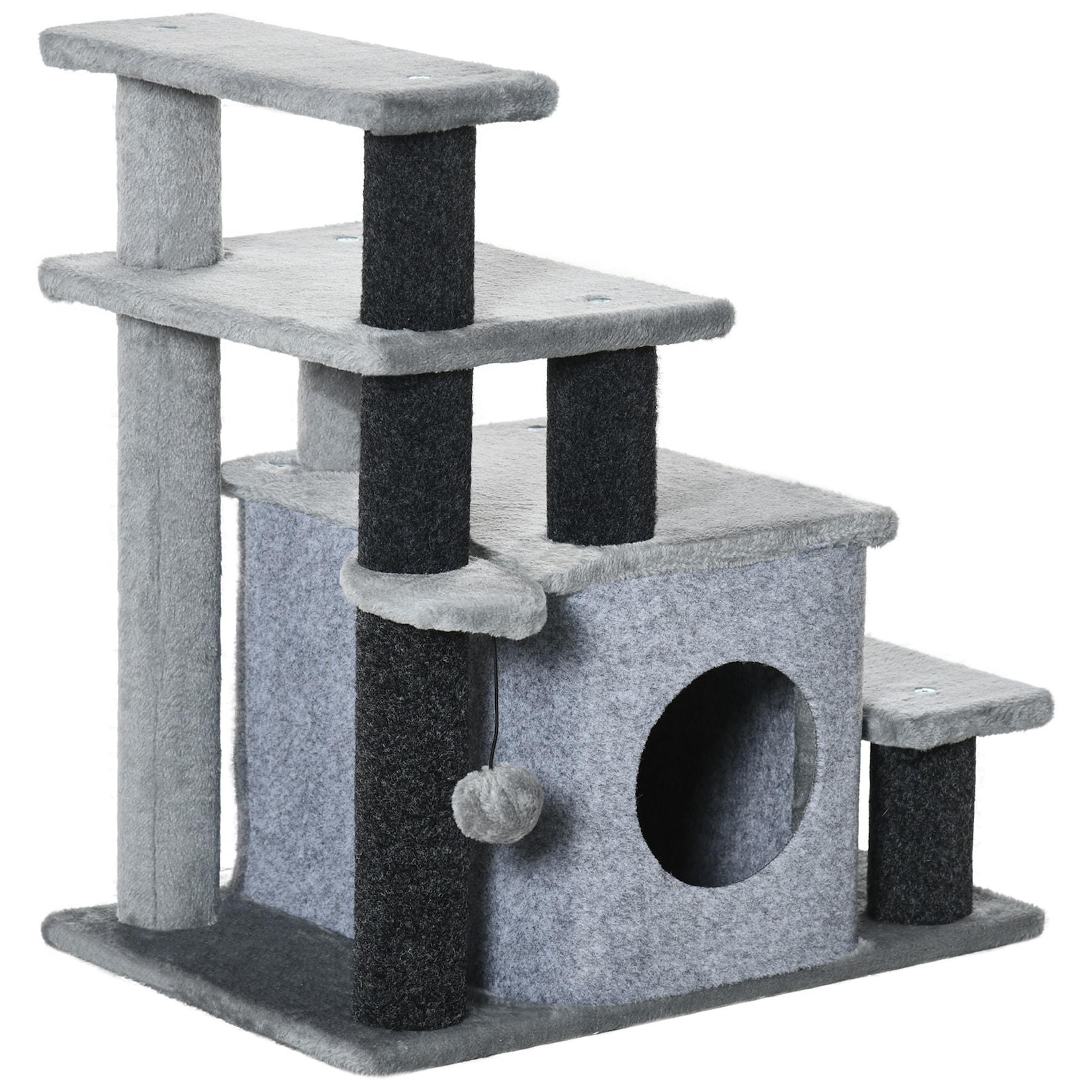 PawHut Haustiertreppe Spanplatte, Plüsch, Filzstoff