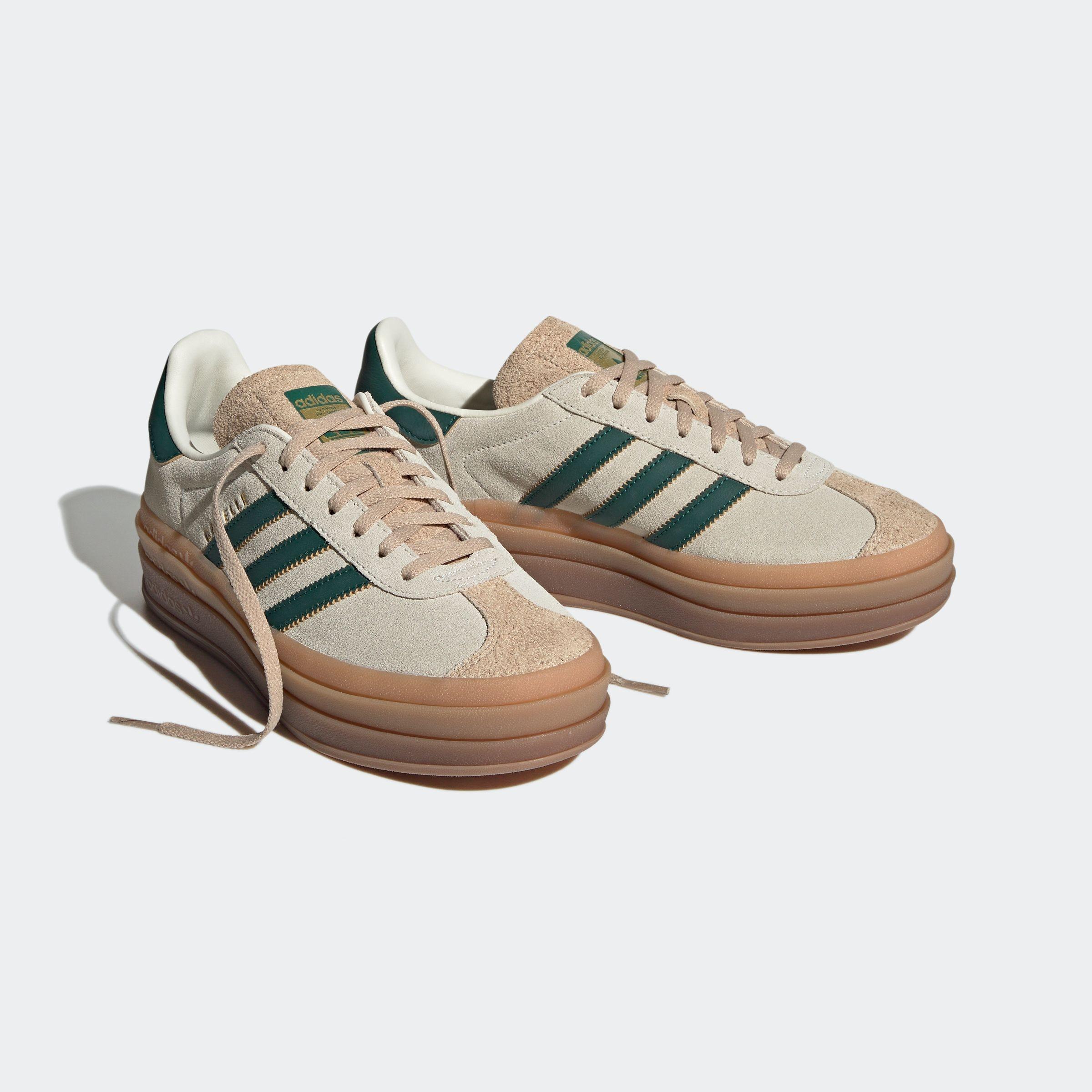 Sneaker adidas originals "Gazelle Bold", Damen, Gr. 43, Beige (Cweiß, CgrüN, Magbei), Leder, Schuhe Sneaker