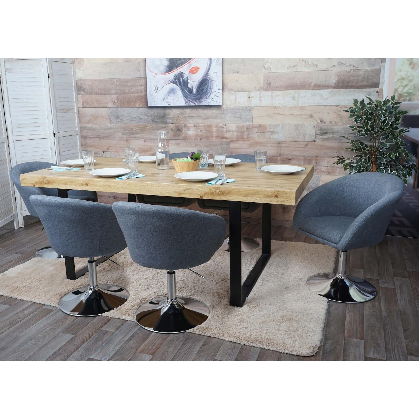 6Er-Set Esszimmerstuhl MCW-F19, KüChenstuhl Drehstuhl Loungesessel, Drehbar HöHenverstellbar ~ Stoff/Textil Dunkelgrau