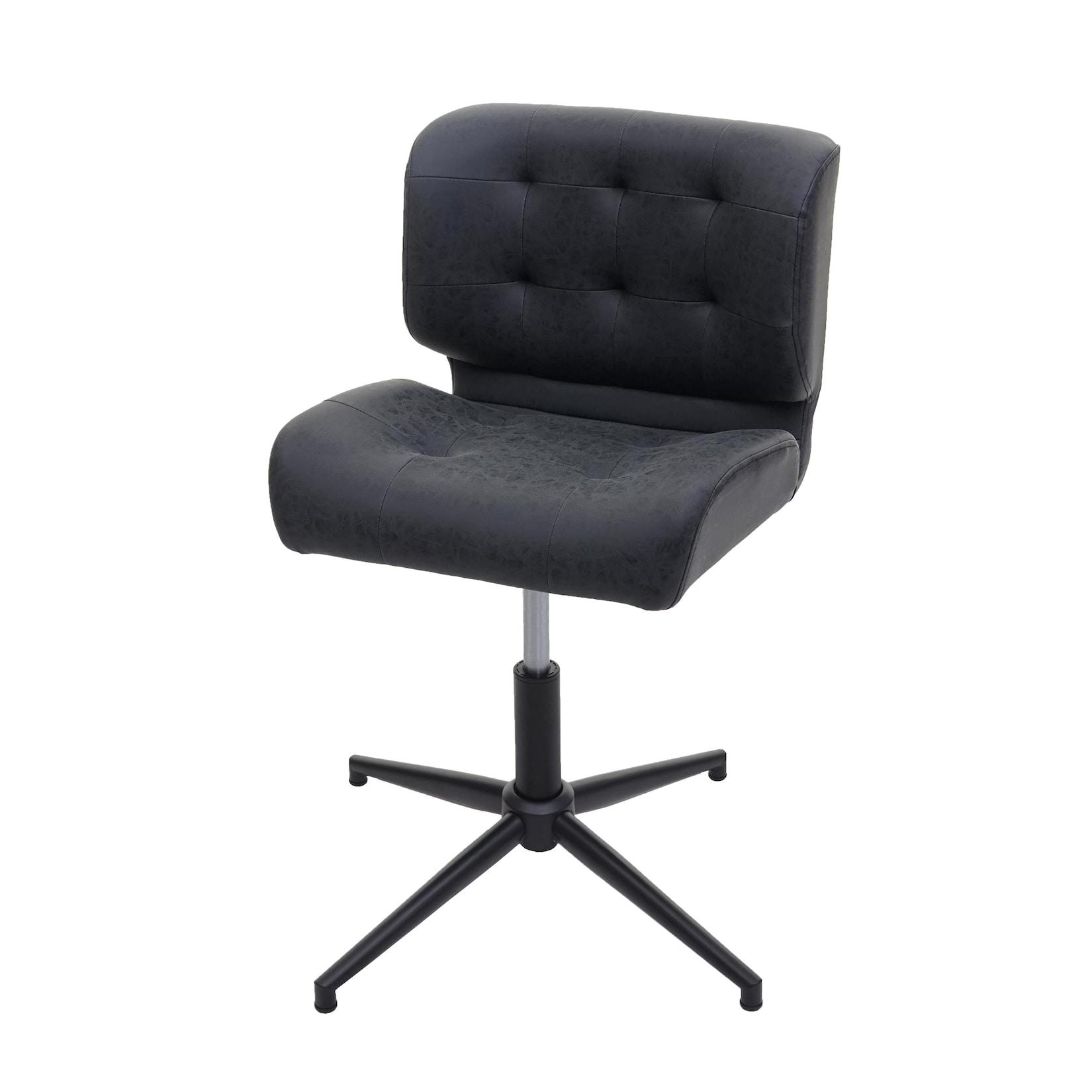 BüRostuhl MCW-H42, Drehstuhl Schreibtischstuhl, Drehbar HöHenverstellbar ~ Kunstleder Vintage Dunkelgrau, Fuß Schwarz