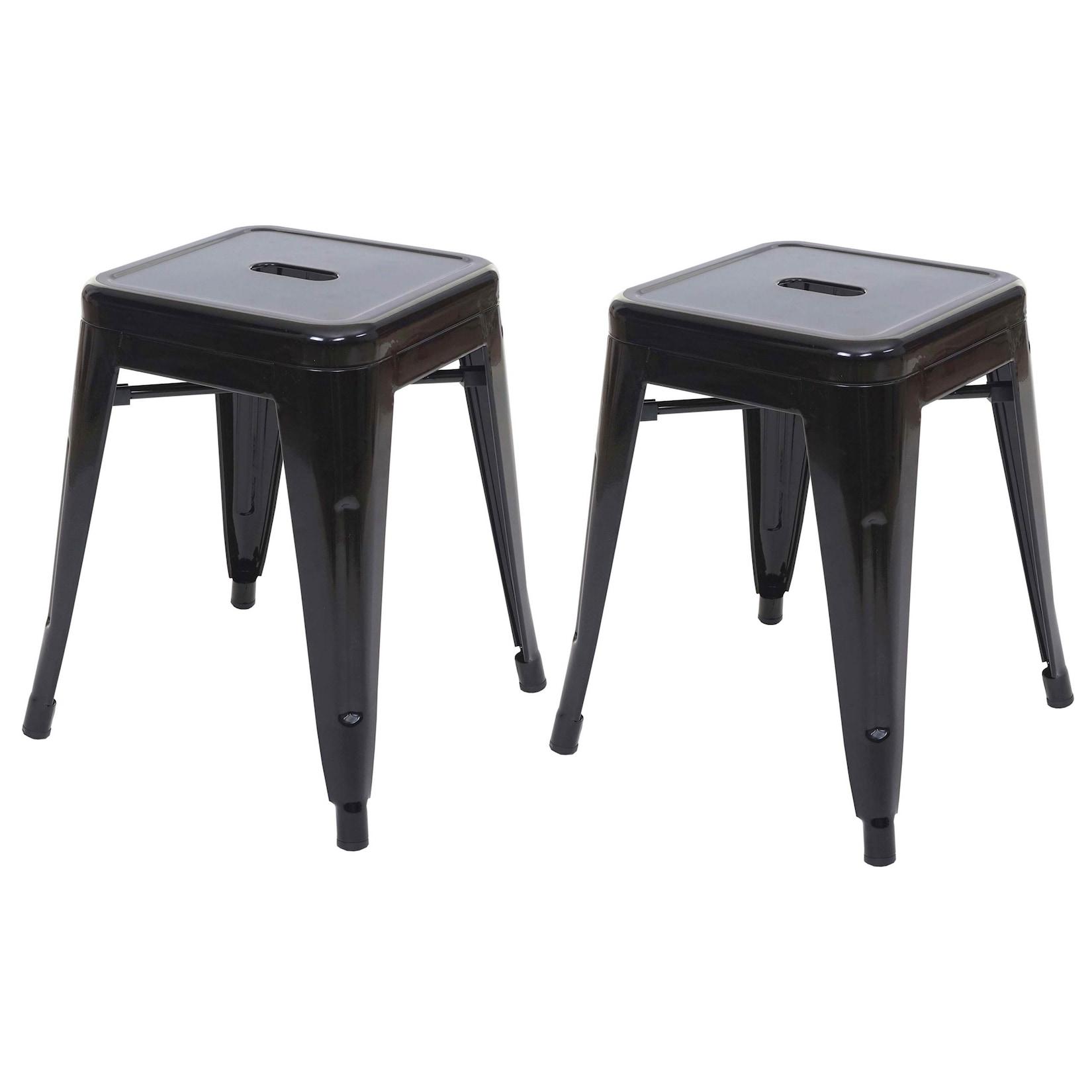 2Er-Set Hocker MCW-A73, Metallhocker Sitzhocker, Metall Industriedesign Stapelbar ~ Schwarz