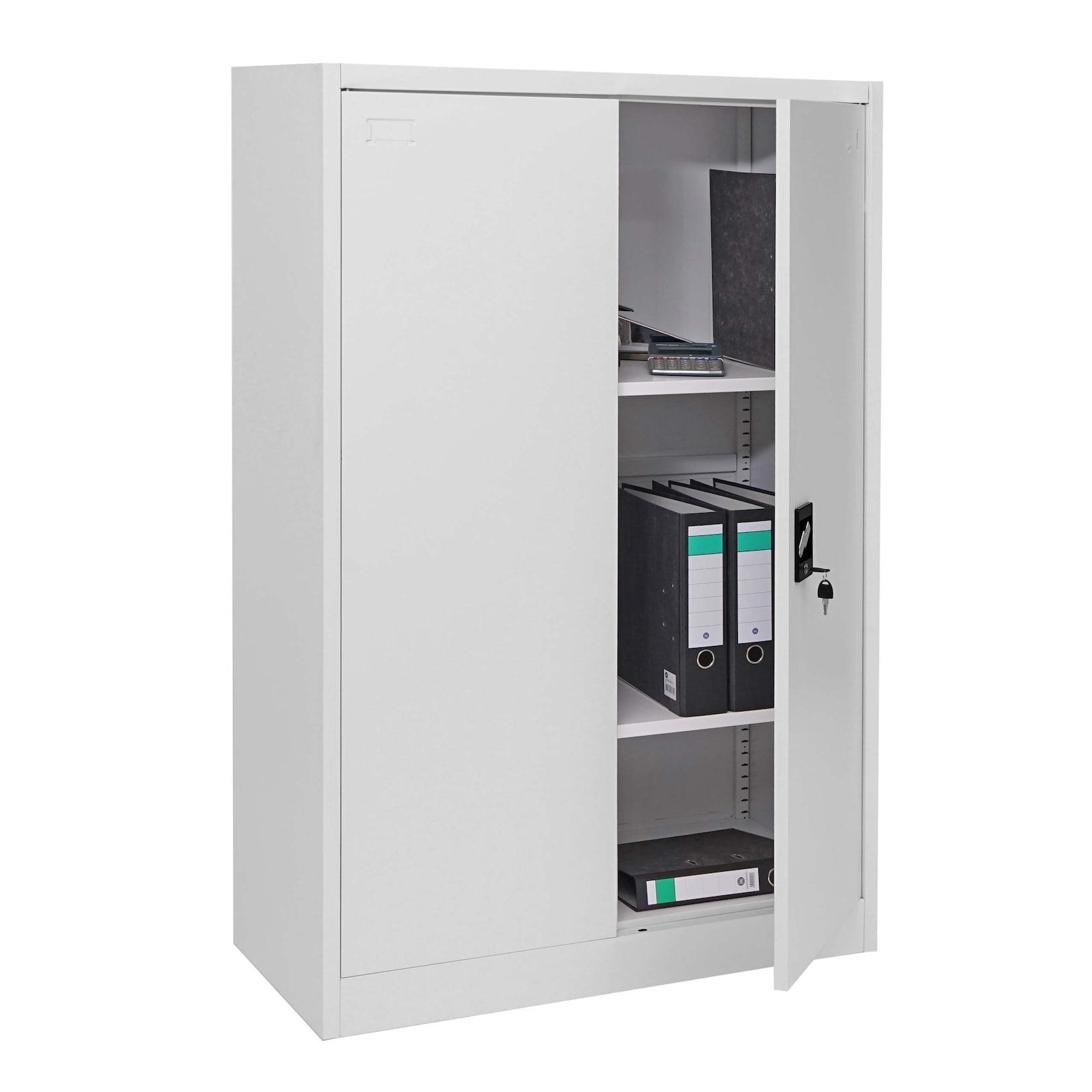 Aktenschrank MCW-H17, Stahlschrank BüRoschrank Schrank, 2 TüRen AbschließBar Metall ~ 140X90X40Cm Grau