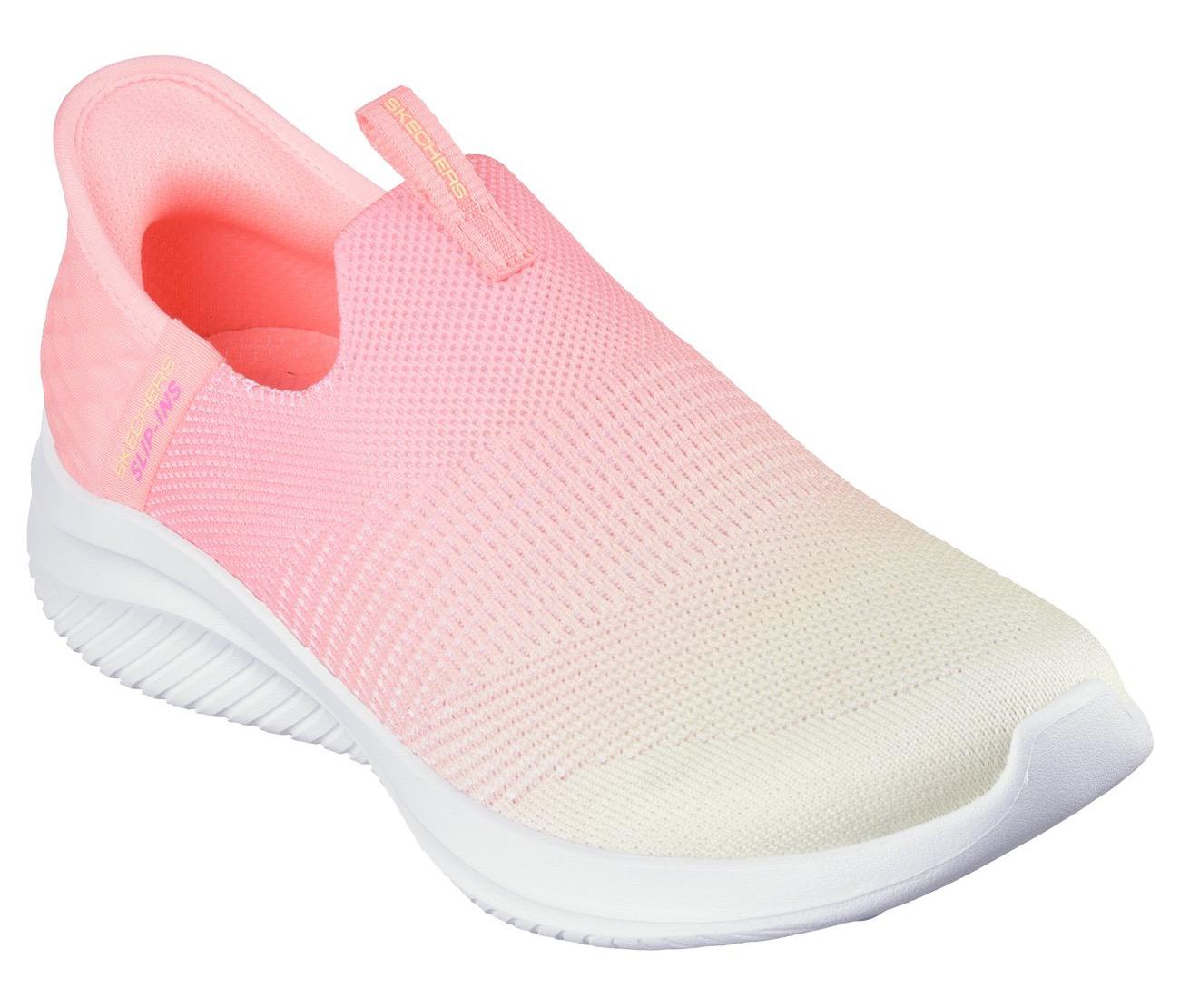 Slip-On Sneaker Skechers "Ultra Flex 3.0-BEAUTY Blend", Damen, Gr. 39, Gelb (Apricot, Hellgelb), Textil, Schuhe, Slipper, Freizeitschuh Mit Bequemer Air-Cooled Memory Foam