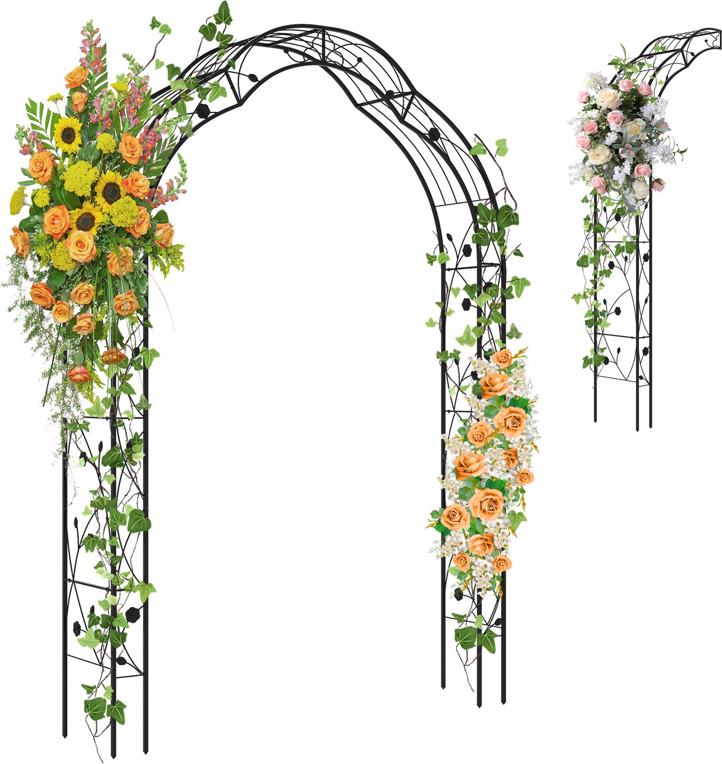 Costway Arco Di Rose Semicircolare, Arco Da Giardino In Metallo Per Piante Rampicanti, 2 Mezzi Archi Da Giardino, Supporto Per Rampicanti 150X39X250Cm Nero