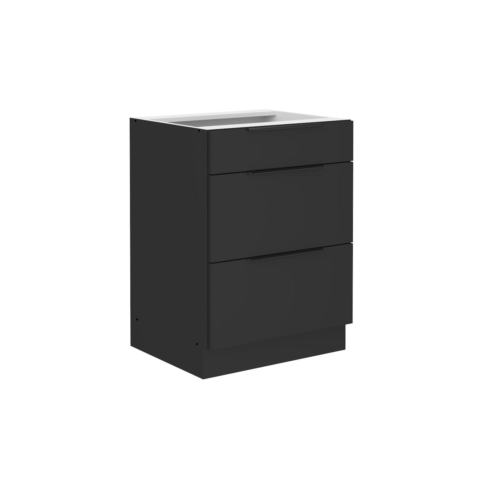 Küchen-Preisbombe Küchen Unterschrank 60 cm SIENA Schwarz Vollauszug Soft-Close Küche Küchenzeile