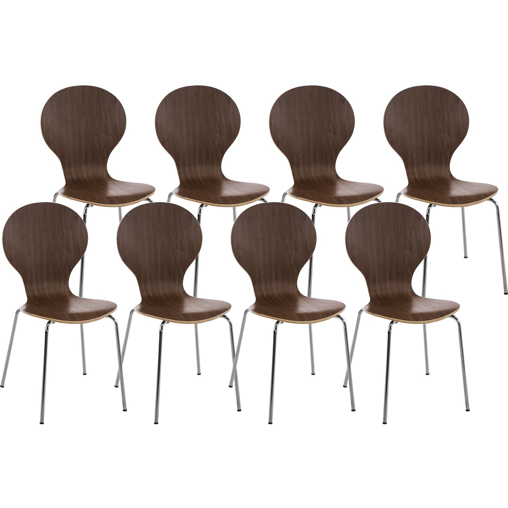 CLP 8 x Stapelstuhl Diego I Ergonomischer Konferenzstuhl Mit Holzsitz Und Metallgestell I Stapelbarer Stuhl Mit Pflegeleichter Sitzfläche