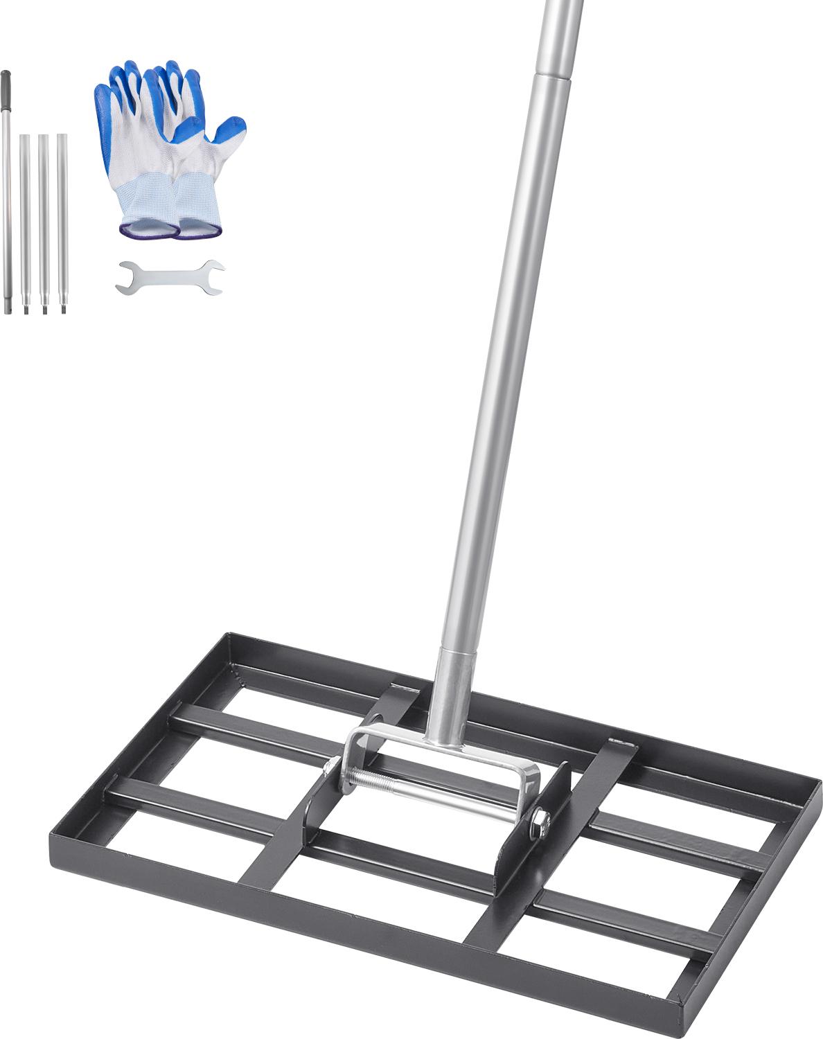 Rastrello Per Prato Vevor, Piastra Di Base 431 X 254 Mm, Rastrello Livellatore In Acciaio Inossidabile Al Carbonio, 5 Altezze Regolabili, Strumento Di Livellamento Per Prati E Campi Da Golf