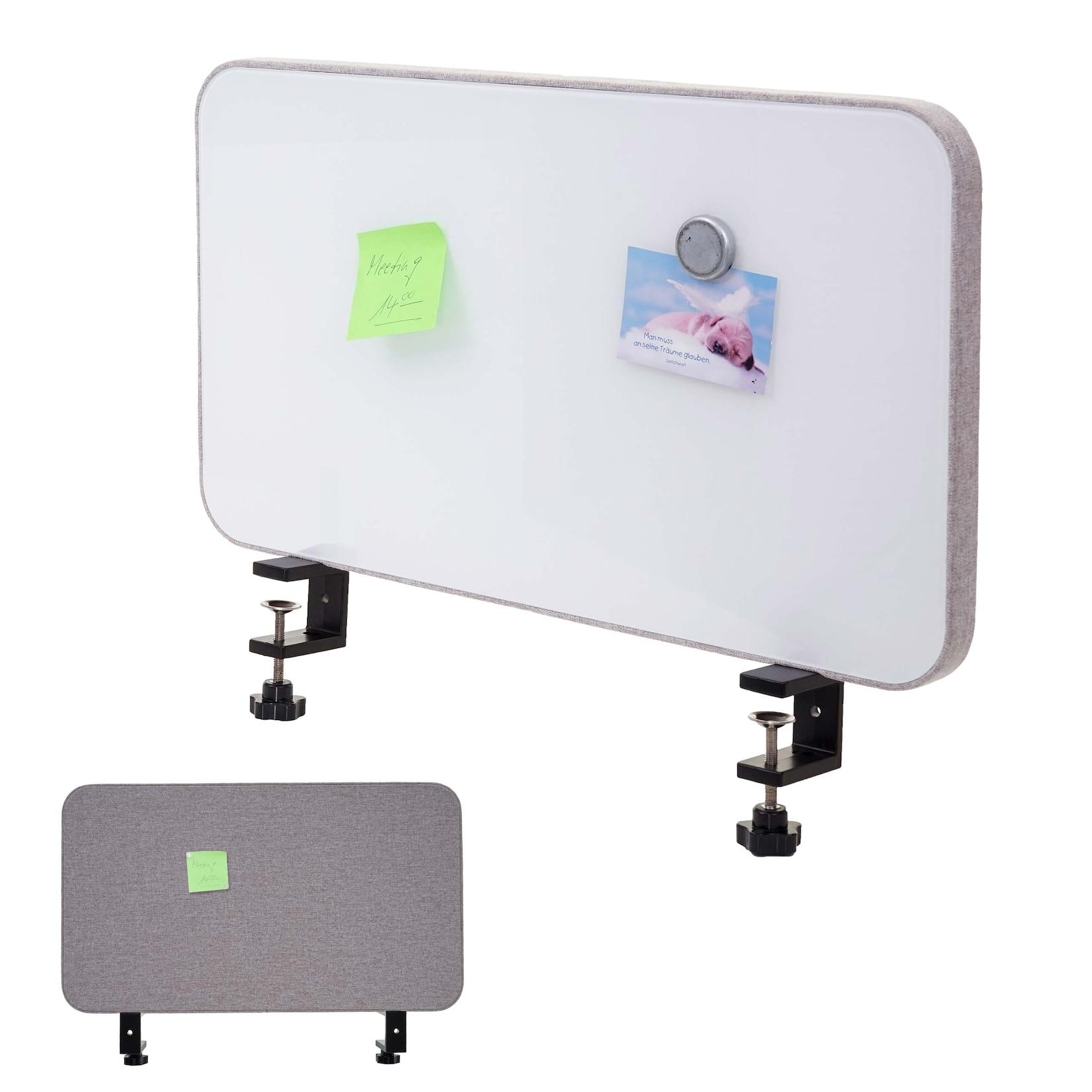 Tisch-Whiteboard MCW-G74, BüRo-Sichtschutz Trennwand Schreibtisch Magnettafel Pinnwand, Stoff/Textil ~ 60X35Cm Grau