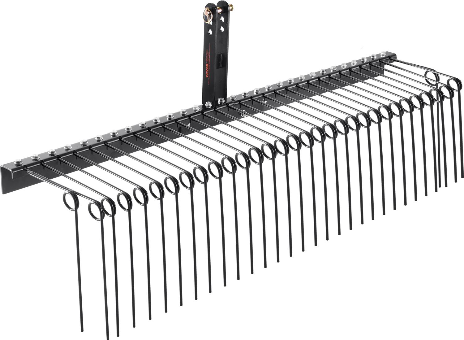 Rastrello Trainato Vevor, Arieggiatore Trainato Da 1830 Mm Con 32 Denti In Acciaio, Rastrello Per Prato Da Agganciare Alla Categoria 1, Attacco A 3 Punti Per Trattore, Per Foglie, Aghi Di Pino, Paglia Ed Erba