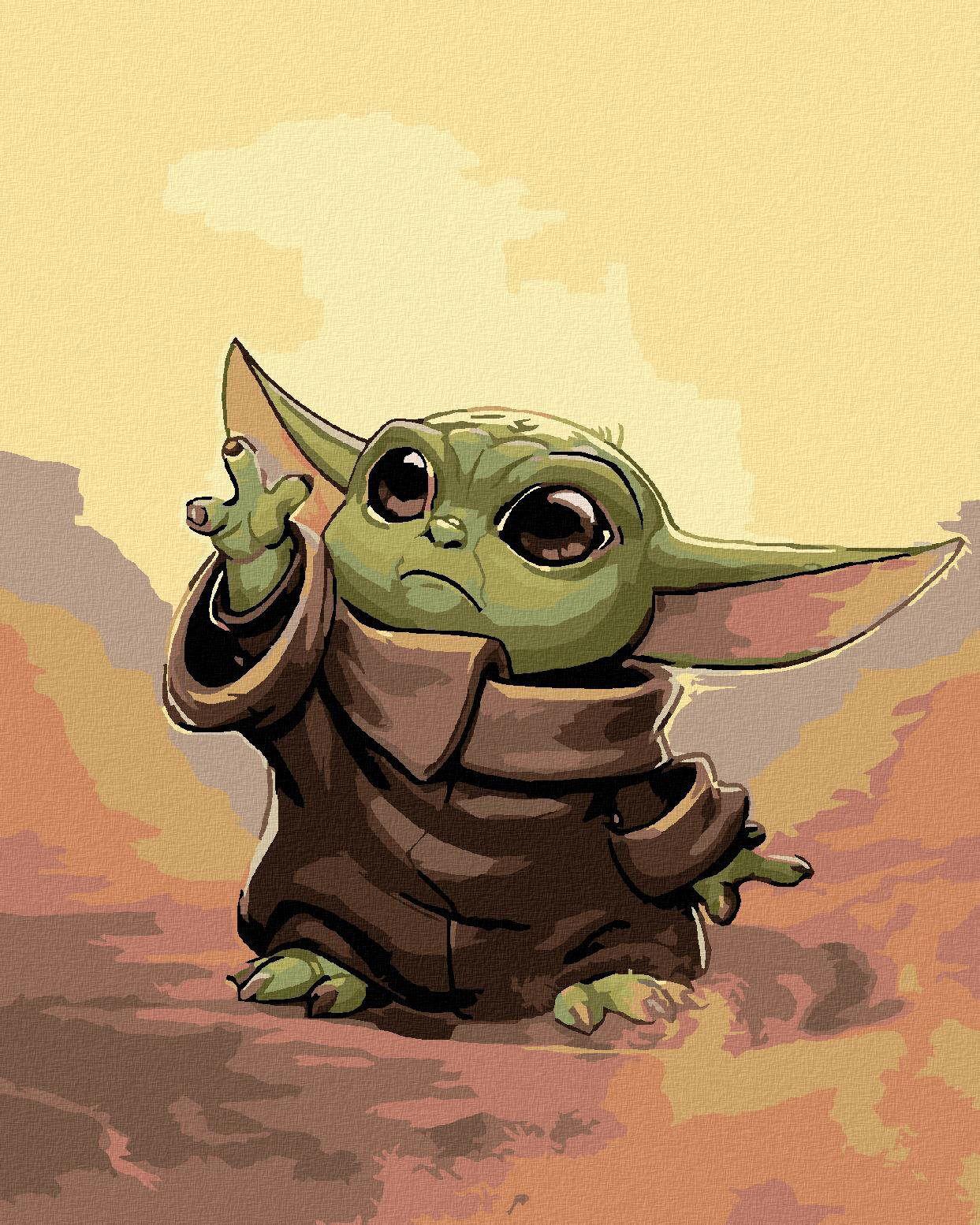 Pittura Con I Numeri - Baby Yoda, 80X100 Cm, Tela Su Telaio