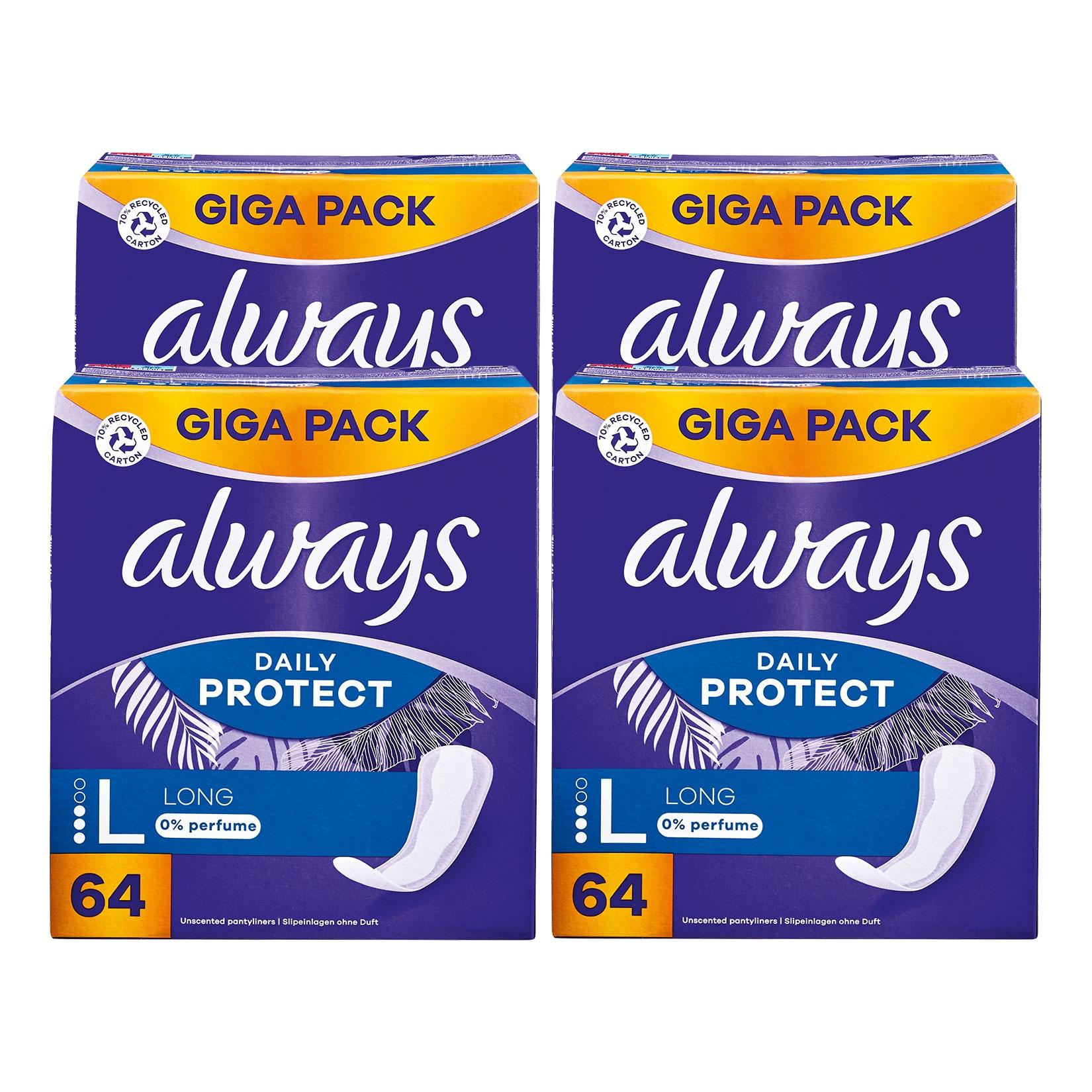 Always Slipeinlagen Daily Protect GigaPack Long 64 Stück, 4er Pack