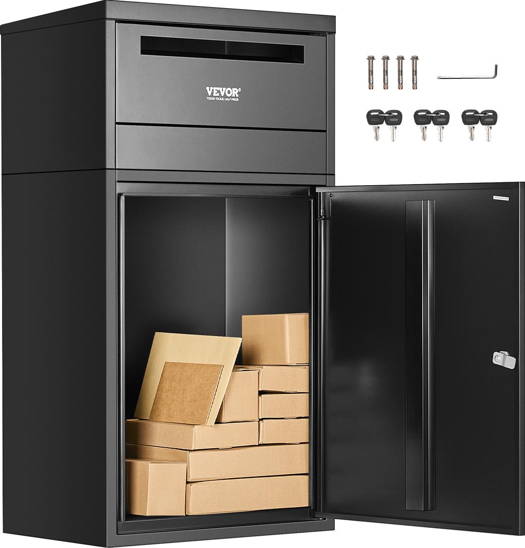 Vevor Cassetta Per Pacchi 500X325X909 Mm, Cassetta Per Pacchi In Acciaio Zincato, Design Antifurto, Stazione Di Imballaggio Per Casa E Ufficio, Nero
