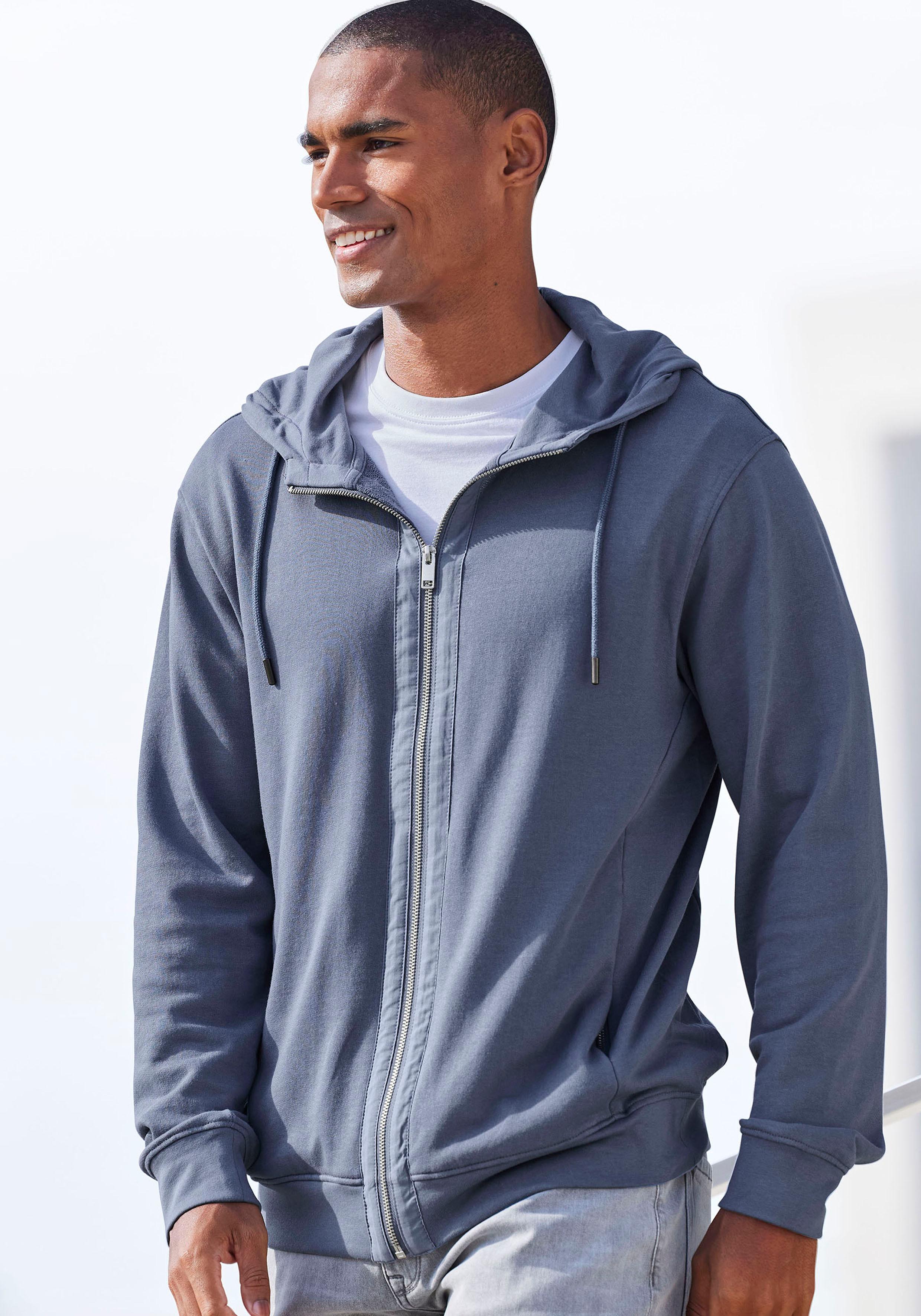 Kapuzensweatjacke Authentic LE Jogger, Herren, Gr. XL (56/58), Blau, Sweatware, Obermaterial: 60% Baumwolle, 40% Polyester, Unifarben, Regular Fit Normal, Rundhals, RippbüNdchen, Sweatjacken, Sweatjacke Mit Eingrifftaschen Aus Baumwoll-Mix