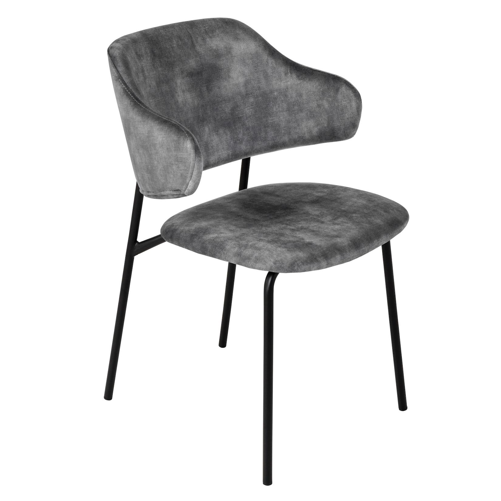 Riess Ambiente riess-ambiente Stuhl VOGUE - grau Samt schwarze Metallbeine