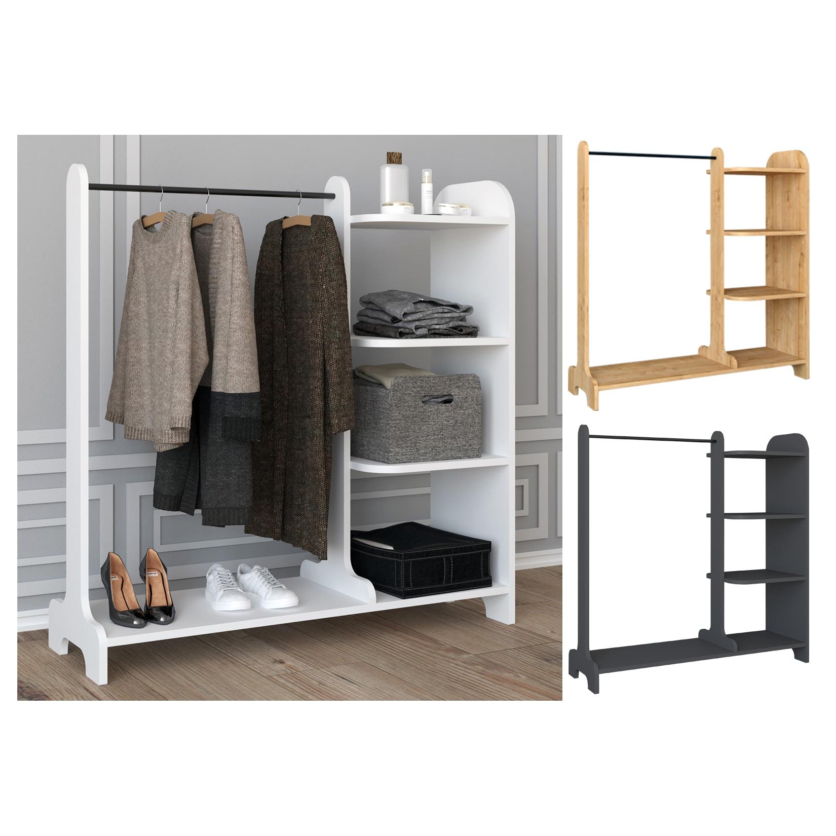 VCM Holz Kleiderschrank offener Schrank begehbarer Kleiderregal Maße ca. B. 106 x H. 110 x T. 35 cm - Lempu H. 110 cm