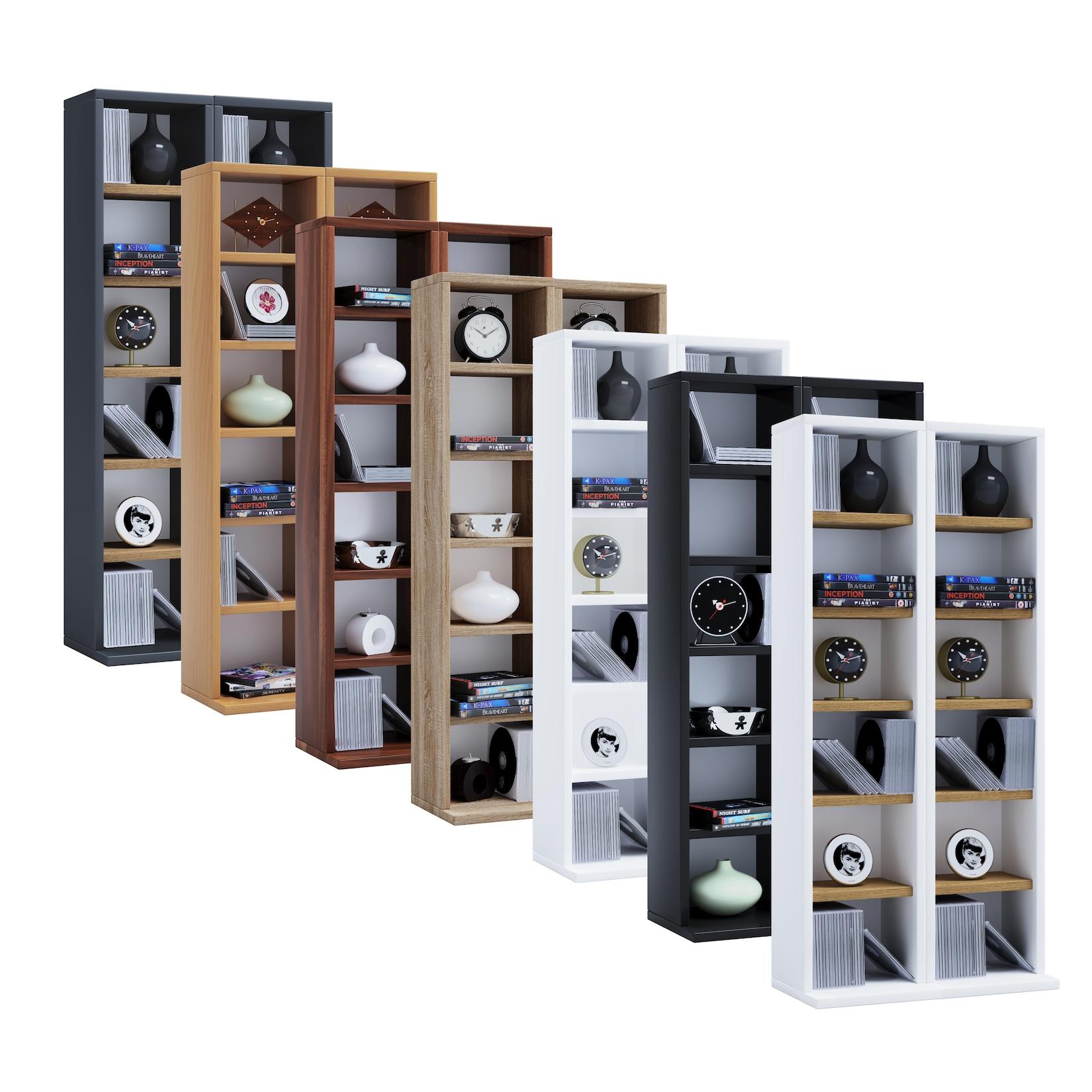 Vcm Holz CD DVD Stand Regal CD Regal Mit Platz FüR 204 Cds Oder 72 Dvds Oder 40-Videos MaßE: H. 92 X B. 42 X T. 20 Cm Elegantes Cd/Dvd Regal Blu Ray Regal - Milano