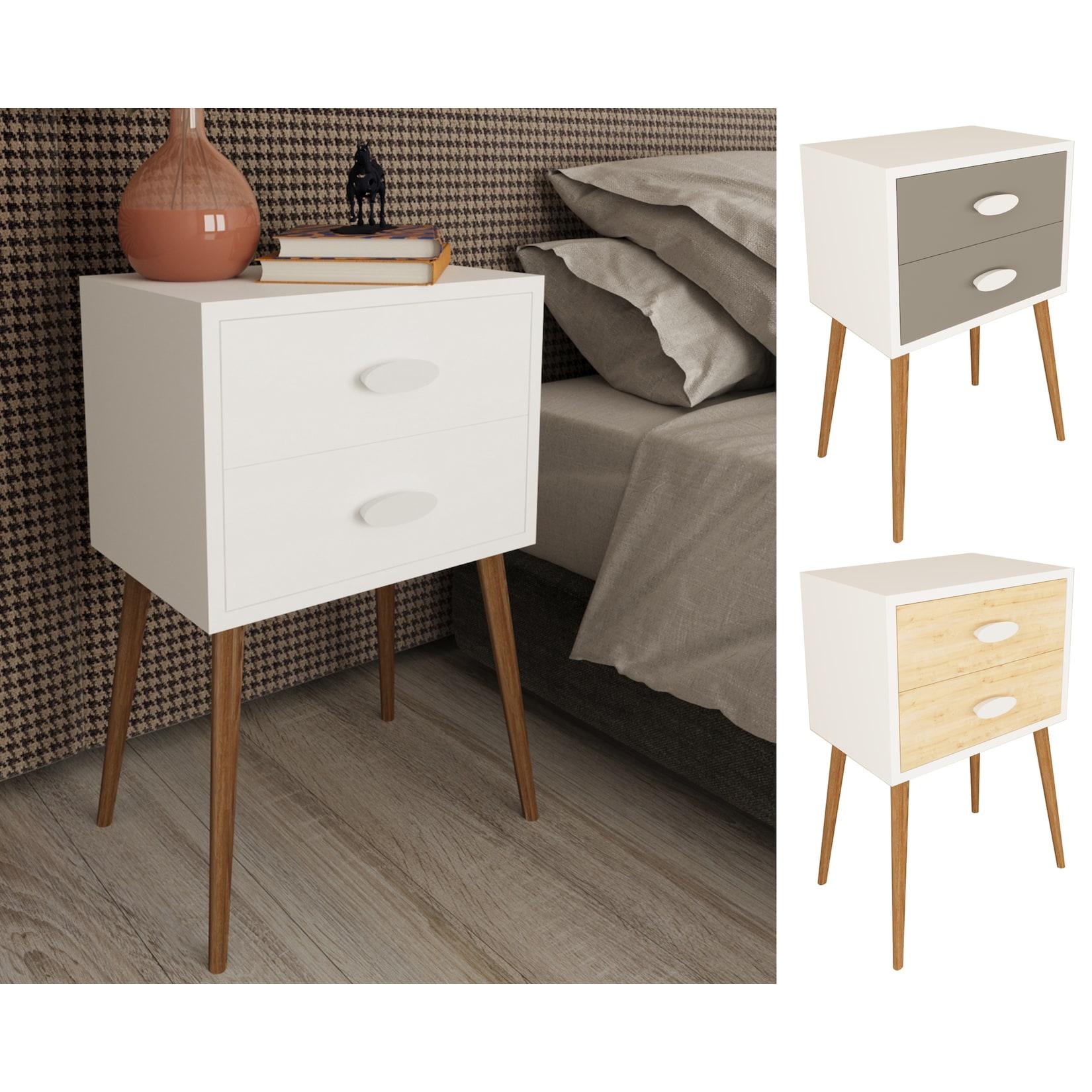 Vcm Nachtschrank Beistelltisch Mit Schubladen Nachttisch MaßE Ca. H. 70 X B. 45 X T. 30 Cm - Singol XXL